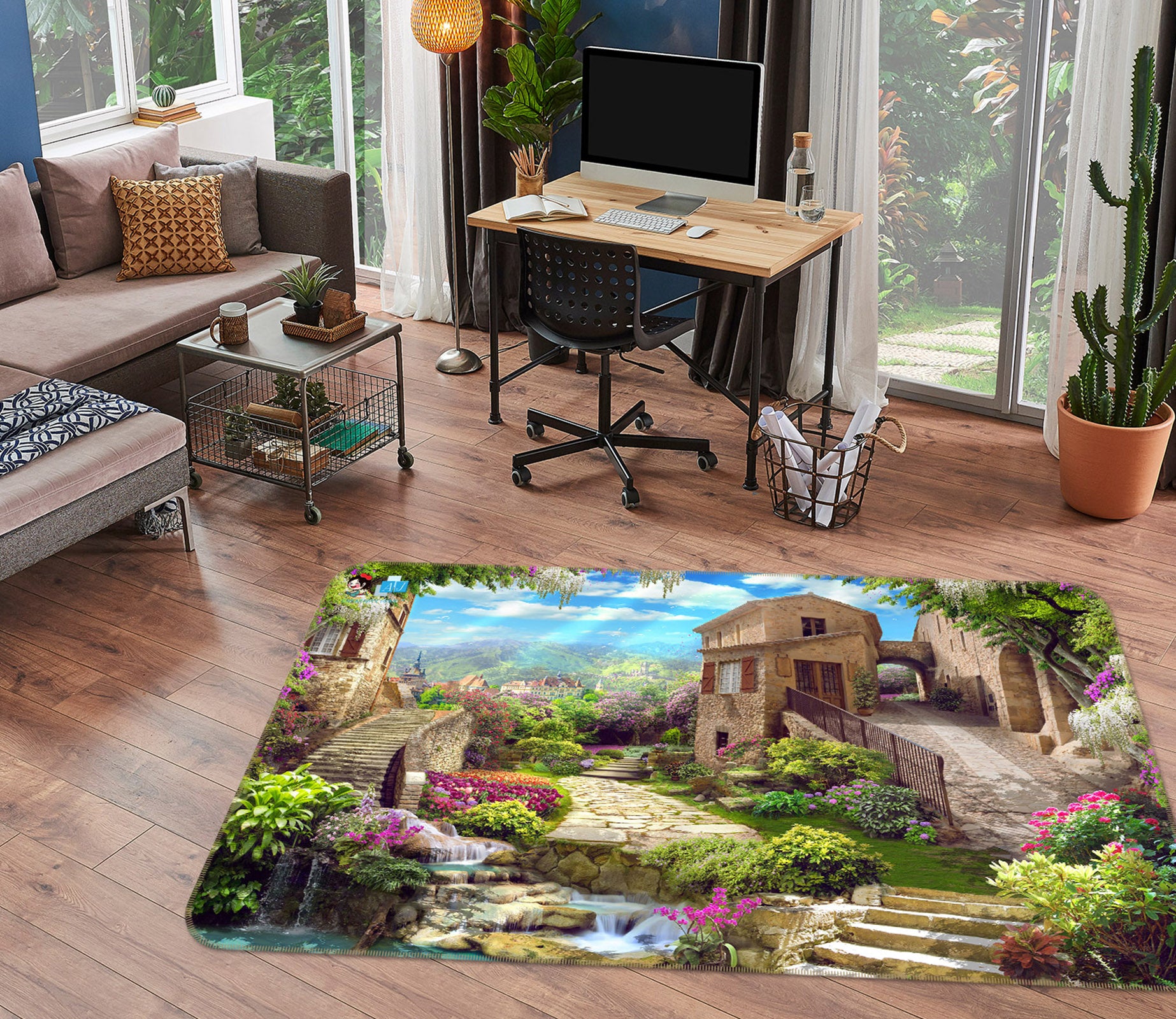 3D Fairy Tale Town 3056 Rug Non Slip Rug Mat