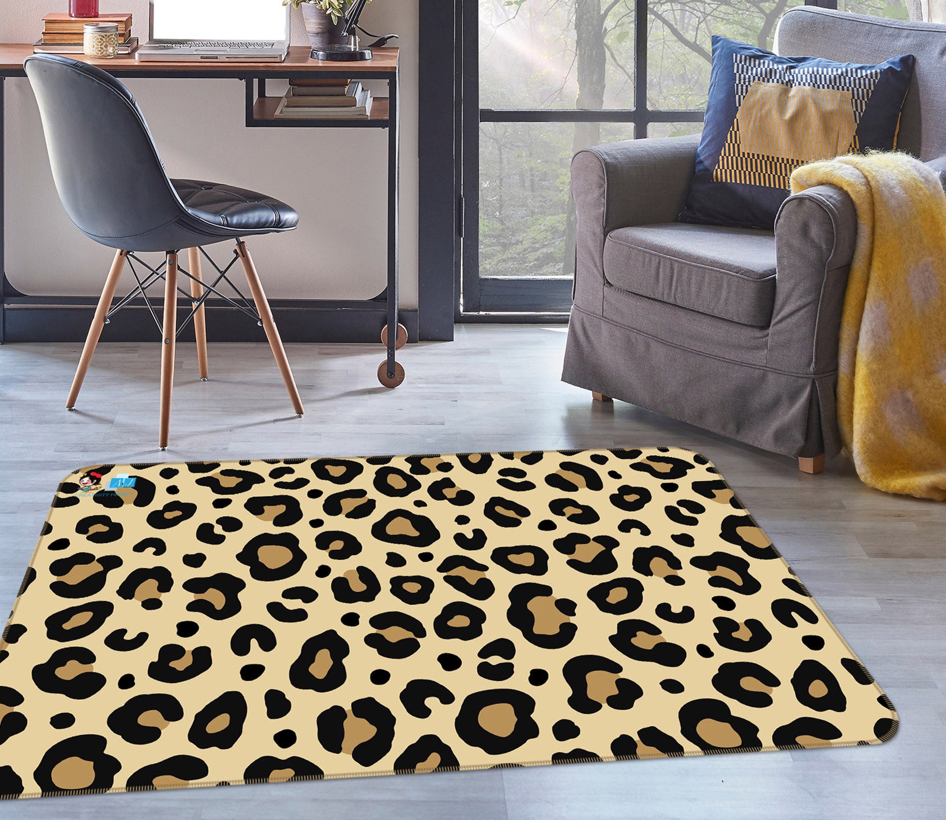 3D Leopard Print 3036 Rug Non Slip Rug Mat