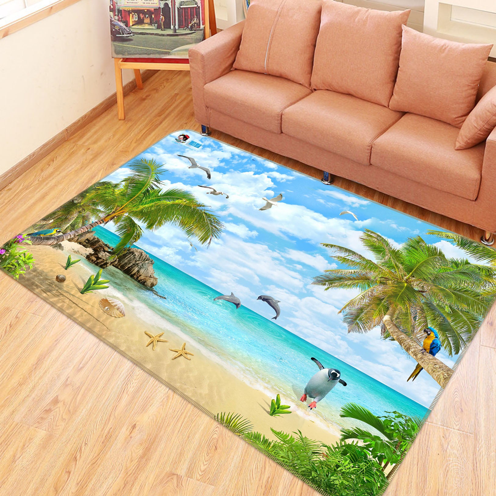 3D Beach Cloud 3066 Rug Non Slip Rug Mat