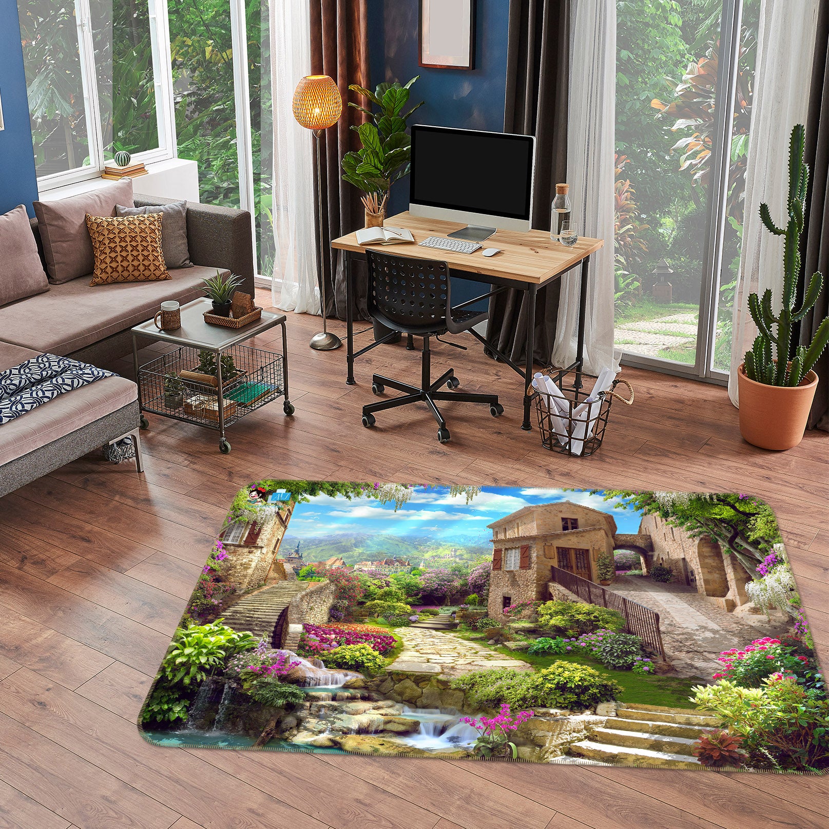 3D Fairy Tale Town 3056 Rug Non Slip Rug Mat