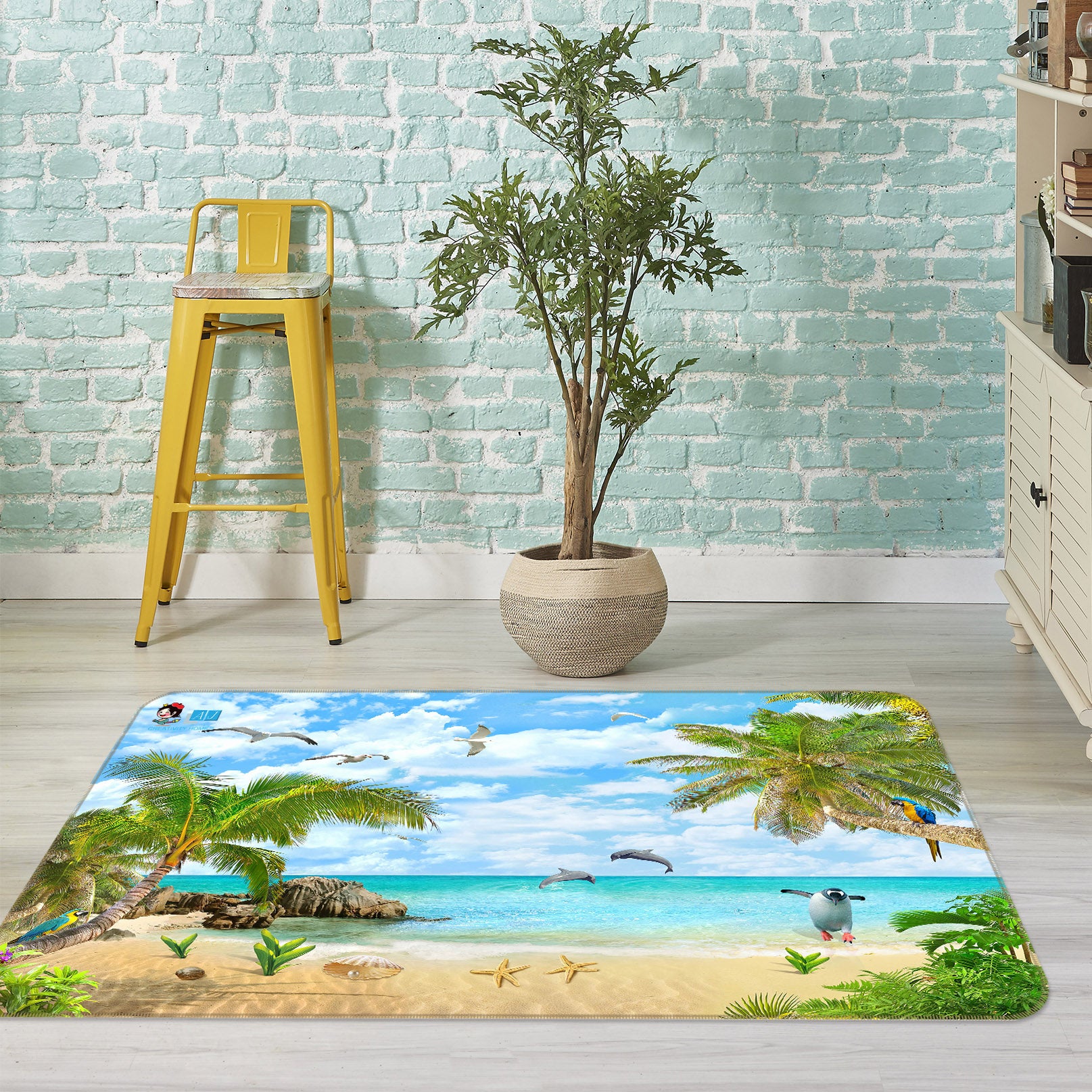 3D Beach Cloud 3066 Rug Non Slip Rug Mat