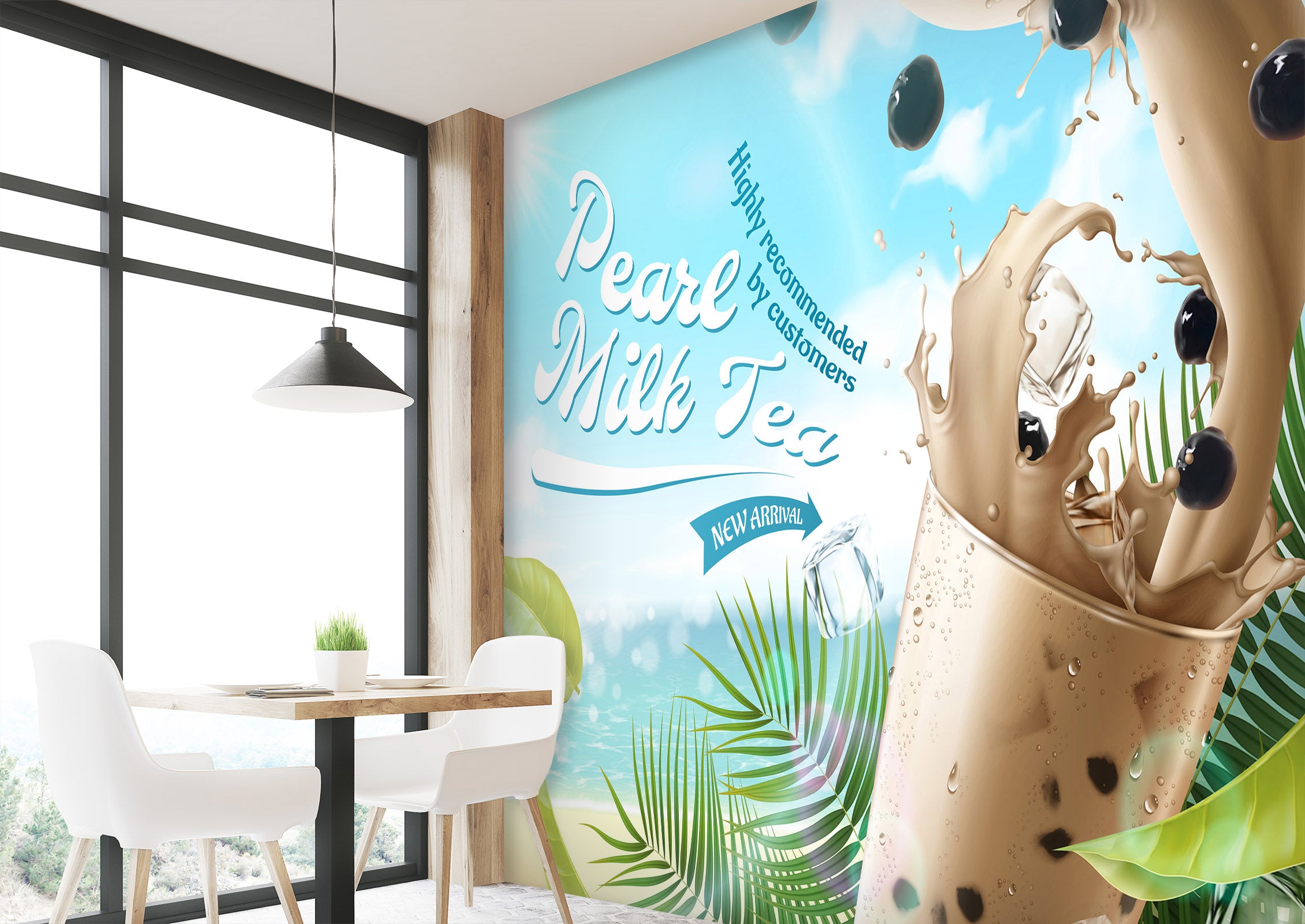 3D Pearl Tea 2044 Fruit Bubble Tea Milk Tea Shop Wall Murals