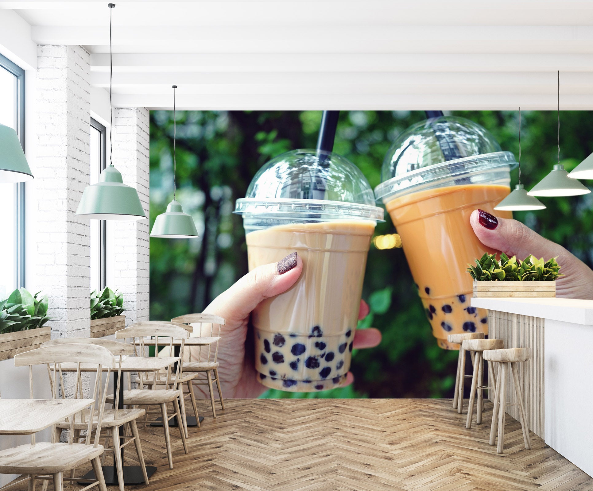 3D Pearl Tea 2052 Fruit Bubble Tea Milk Tea Shop Wall Murals