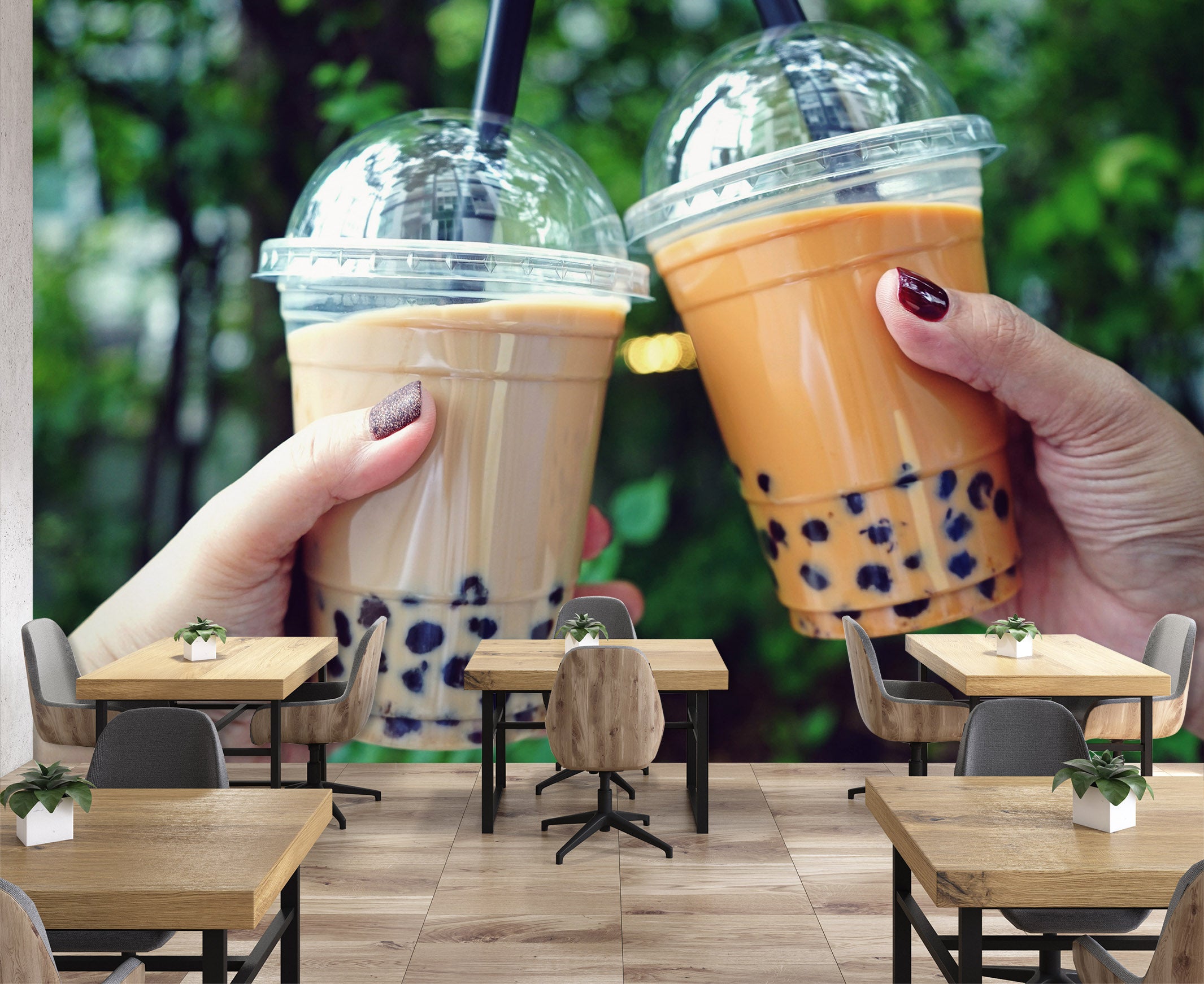 3D Pearl Tea 2052 Fruit Bubble Tea Milk Tea Shop Wall Murals