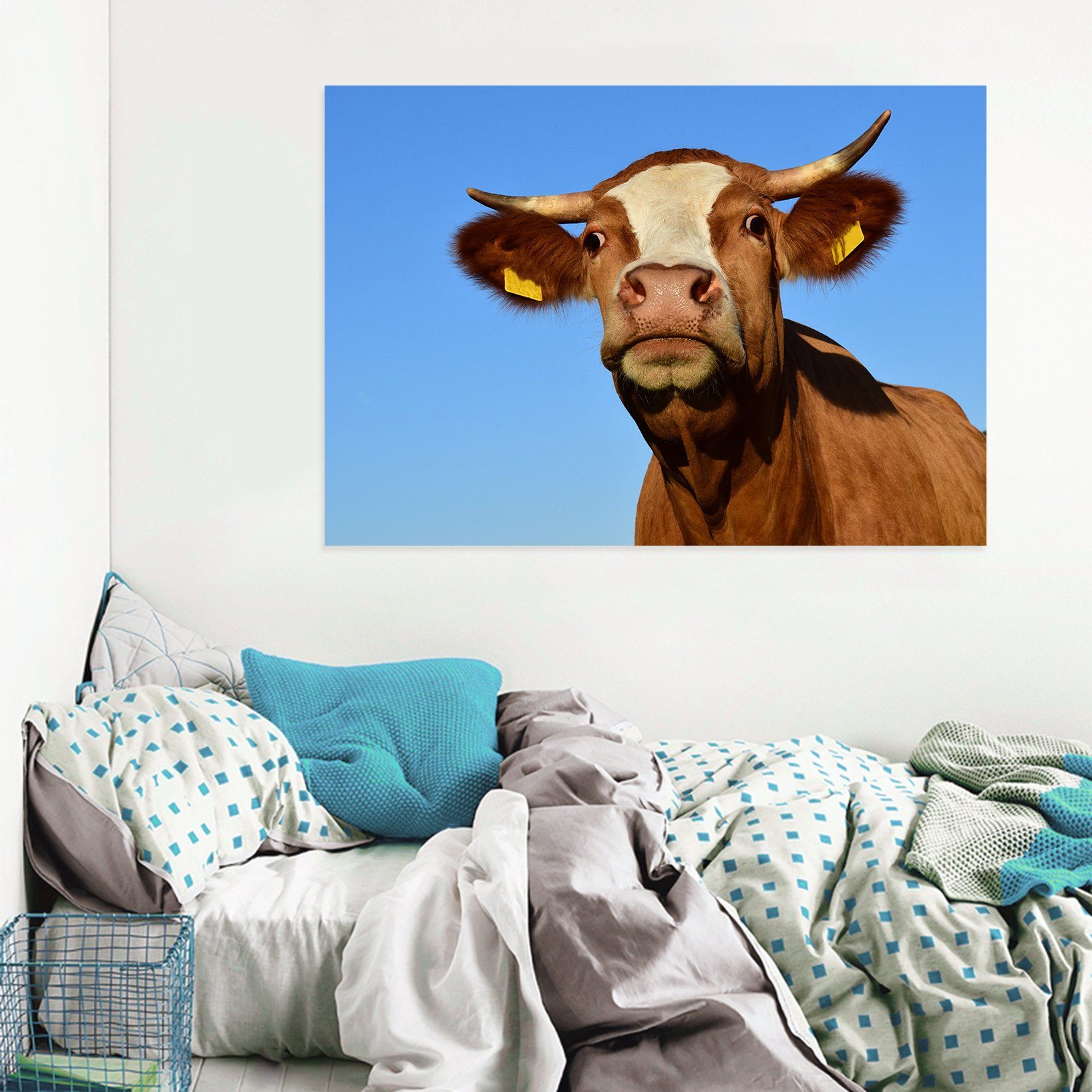 3D Blue Cow 40 Animal Wall Stickers Wallpaper AJ Wallpaper 2 