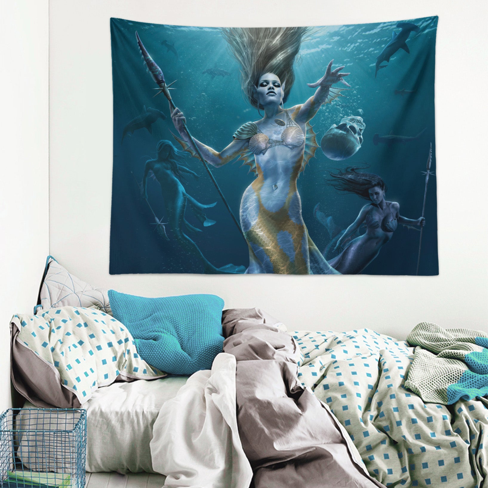 3D Sea Mermaid 121207 Tom Wood Tapestry Hanging Cloth Hang