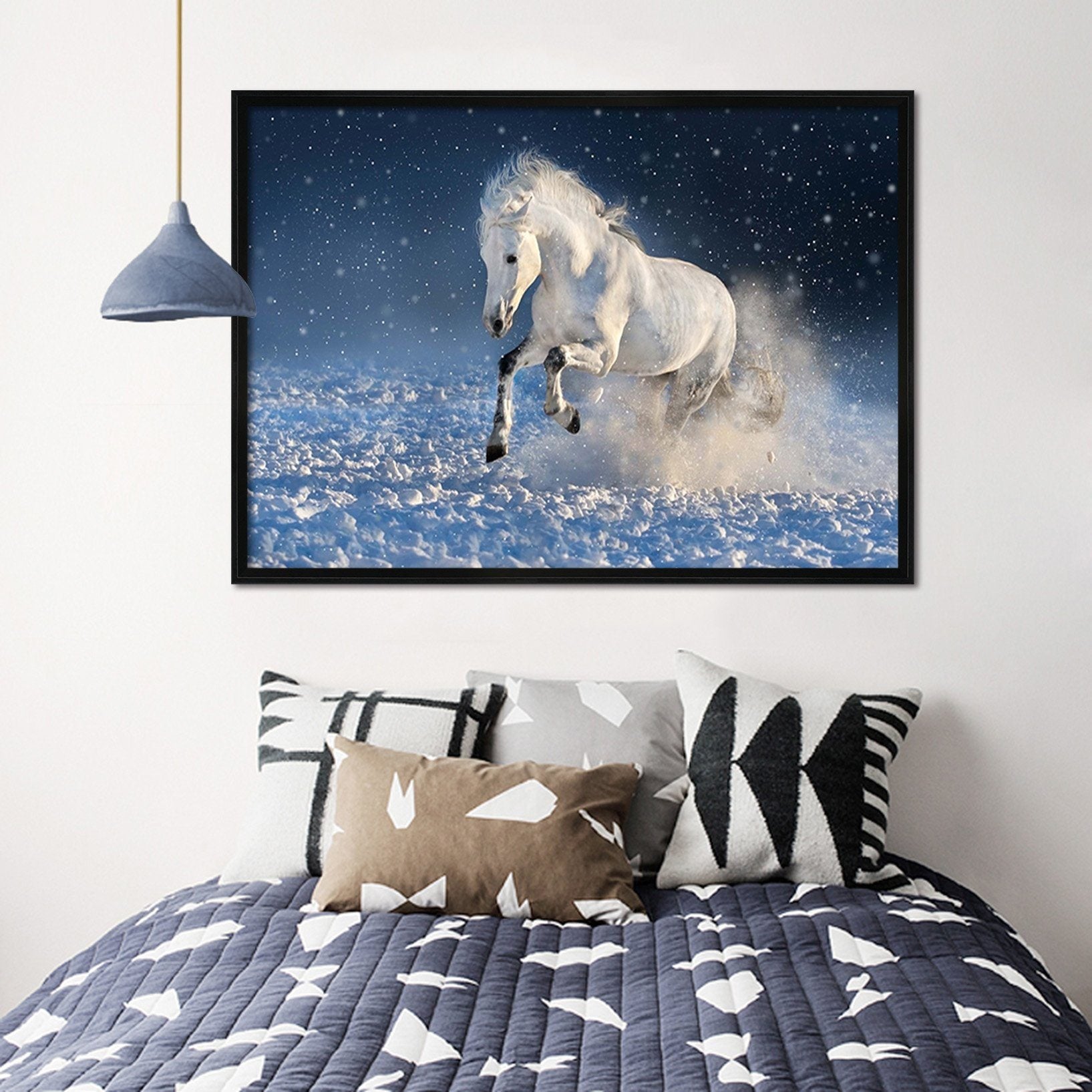 3D White Horse 160 Fake Framed Print Painting Wallpaper AJ Creativity Home 