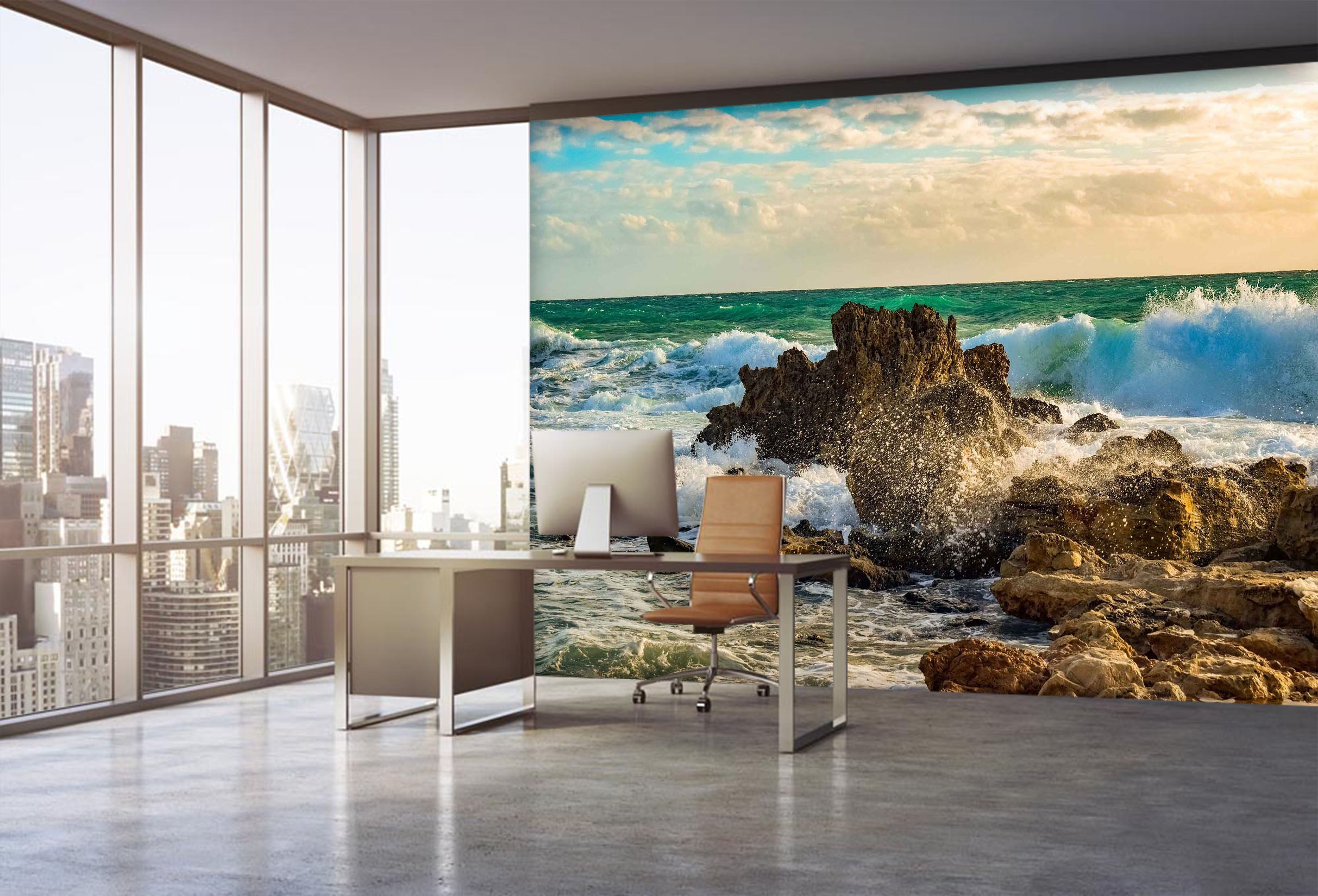 3D Stone Waves 019 Wall Murals