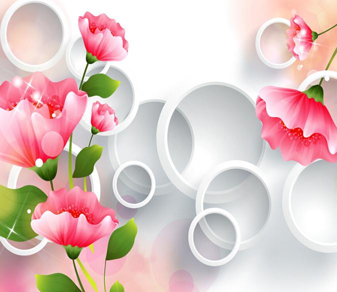 3D Red Blooming Flowers Scene Wallpaper AJ Wallpaper 1 