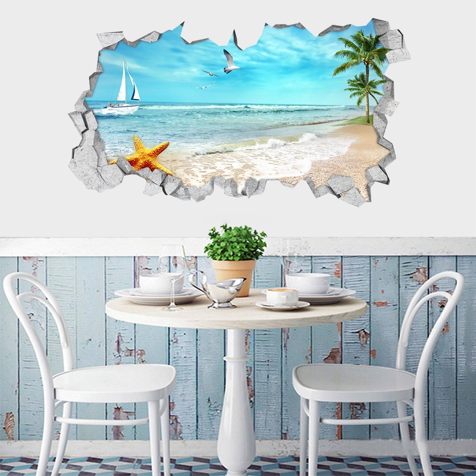 3D Sea Landscape 401 Broken Wall Murals Wallpaper AJ Wallpaper 