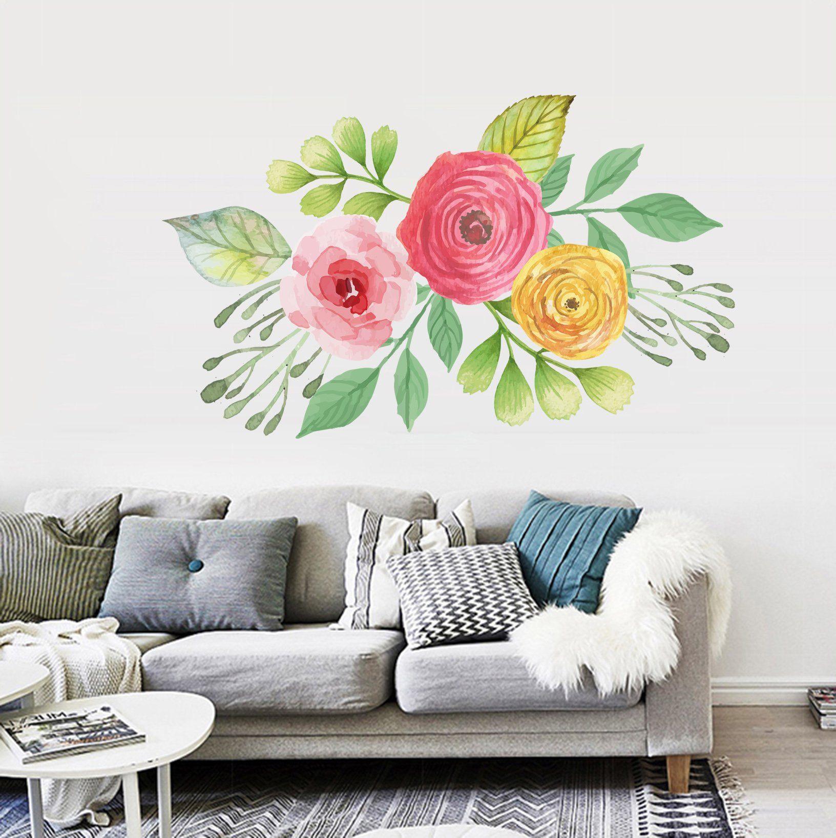 3D Ink Flower 081 Wall Stickers Wallpaper AJ Wallpaper 