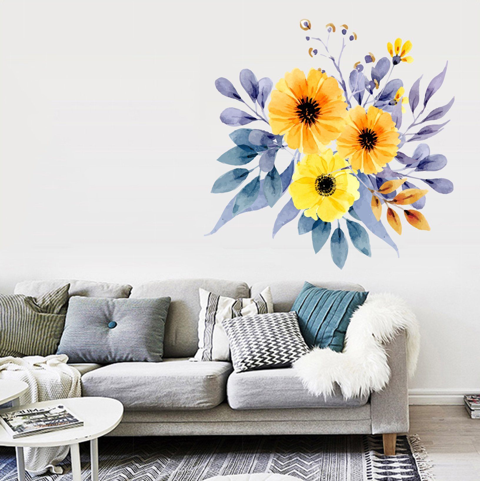 3D Graffiti Yellow Flower 142 Wall Stickers Wallpaper AJ Wallpaper 