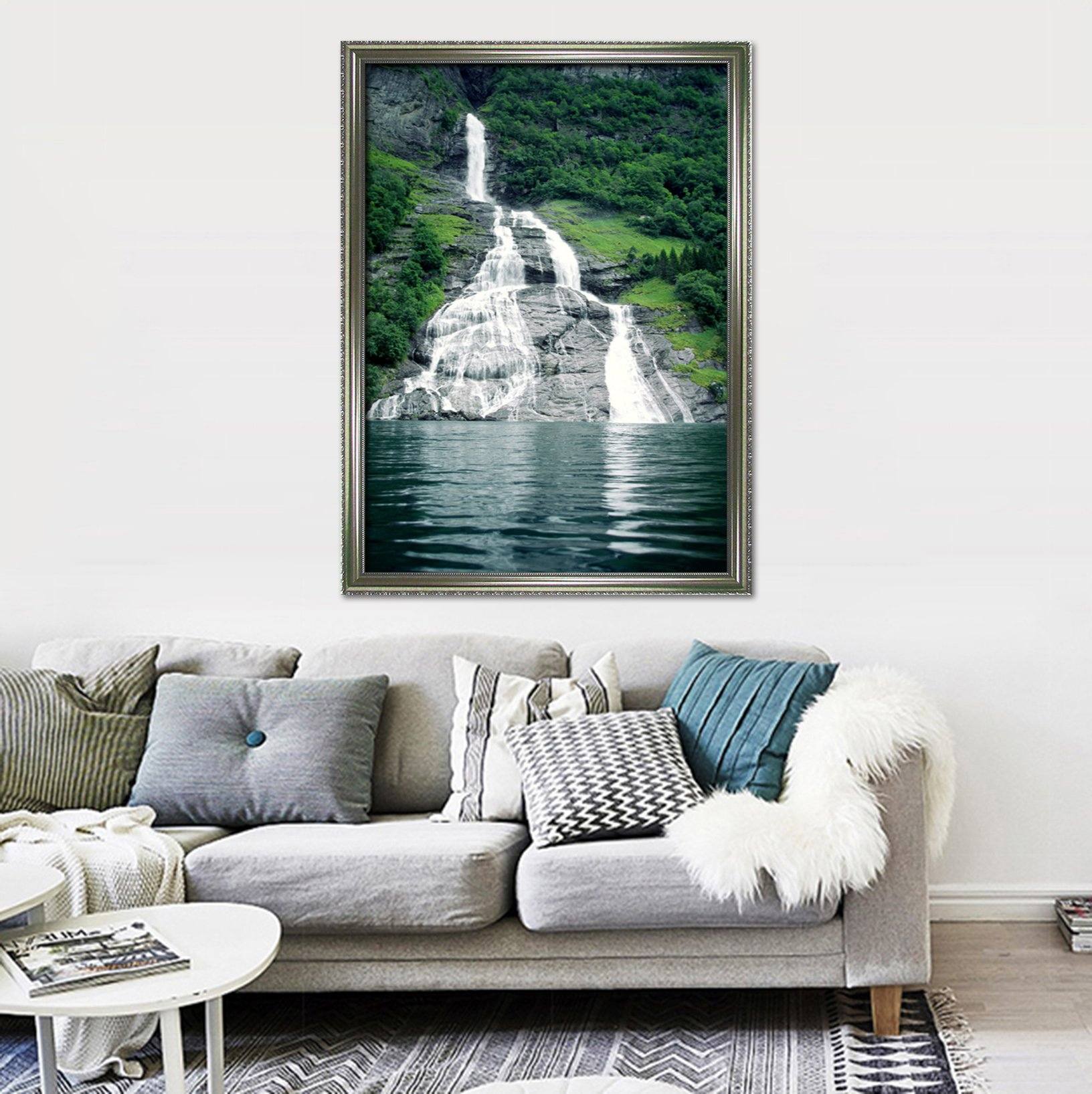 3D Mountain Reflection 061 Fake Framed Print Painting Wallpaper AJ Creativity Home 