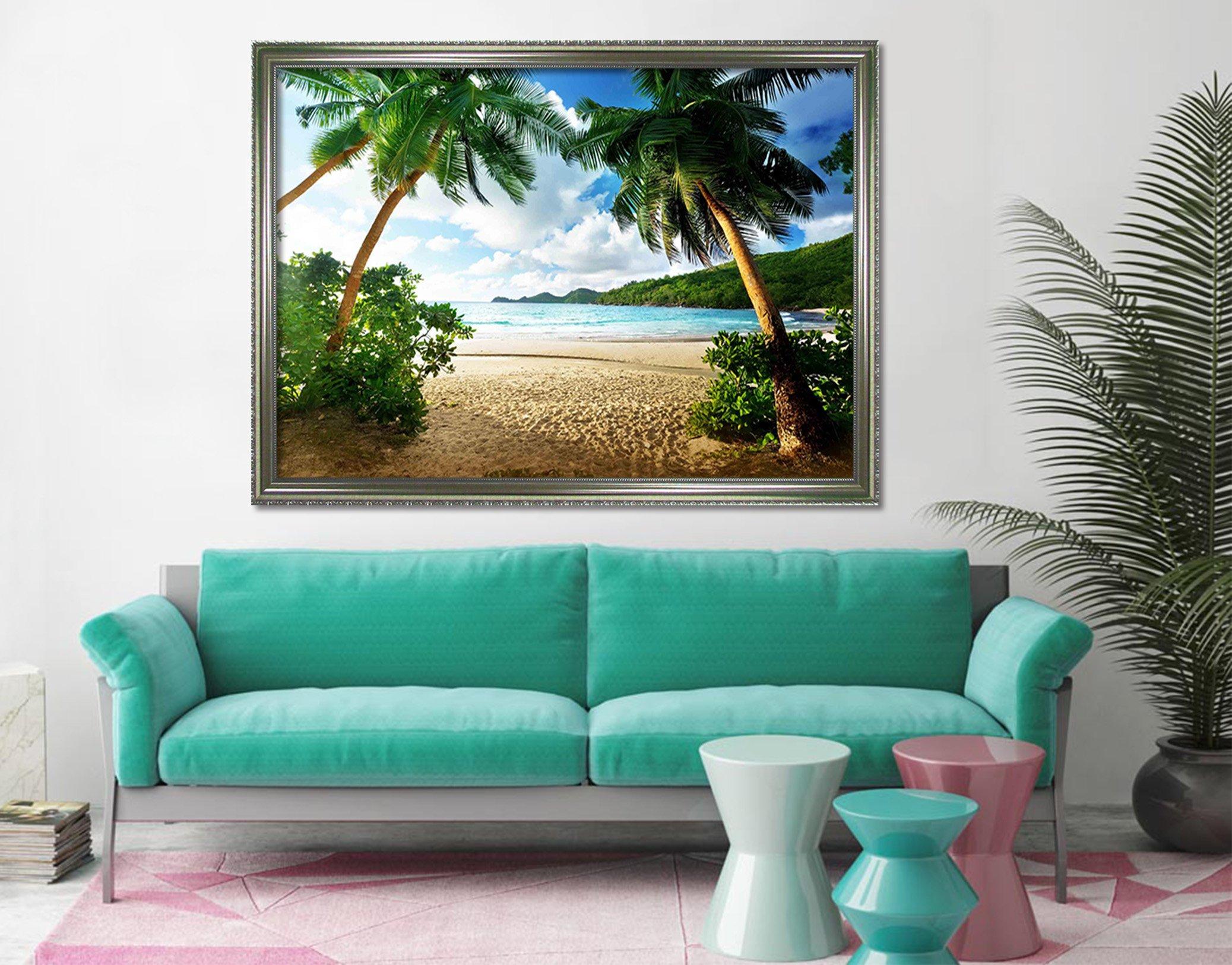 3D Seaside Beach 023 Fake Framed Print Painting Wallpaper AJ Creativity Home 