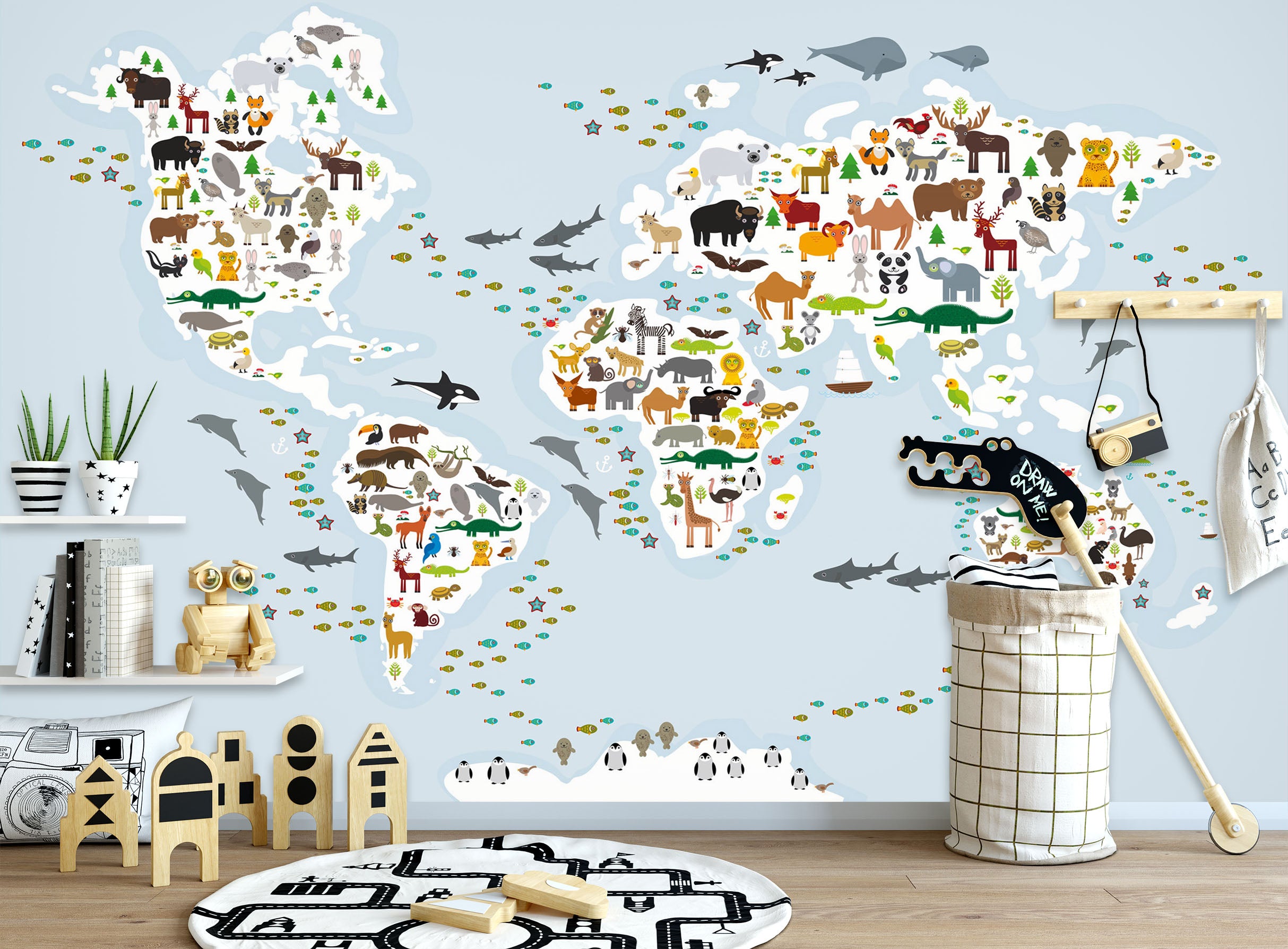 3D Forest Animals 2138 World Map Wall Murals