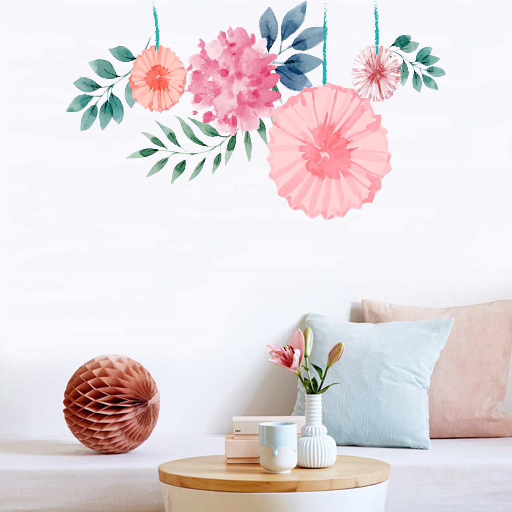 3D Gouache Round Flower 185 Wall Stickers Wallpaper AJ Wallpaper 