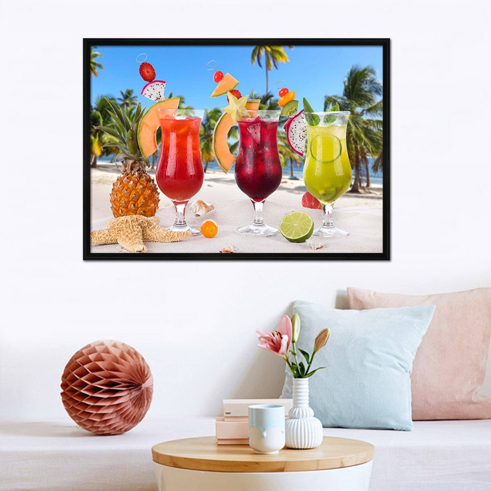 3D Pineapple Juice 115 Fake Framed Print Painting Wallpaper AJ Creativity Home 