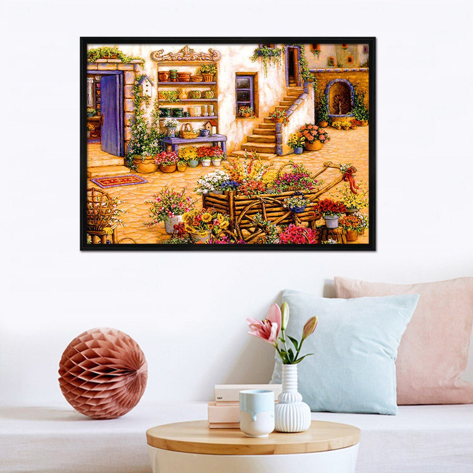 3D Flower House 025 Fake Framed Print Painting Wallpaper AJ Creativity Home 