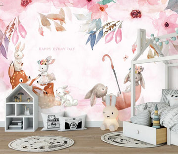 3D Rabbit Sika Deer WC1399 Wall Murals