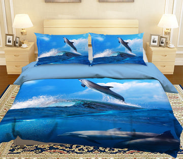 3D Dolphin Jumping 039 Bed Pillowcases Quilt