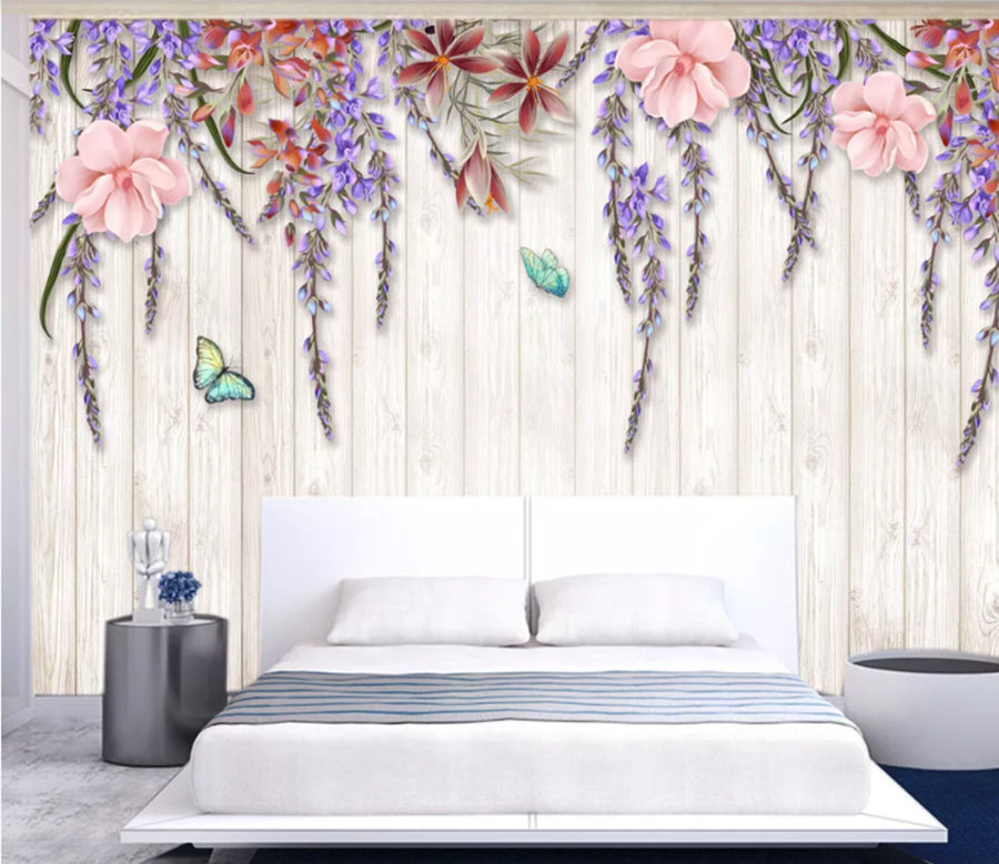 3D Vine Butterfly WC698 Wall Murals