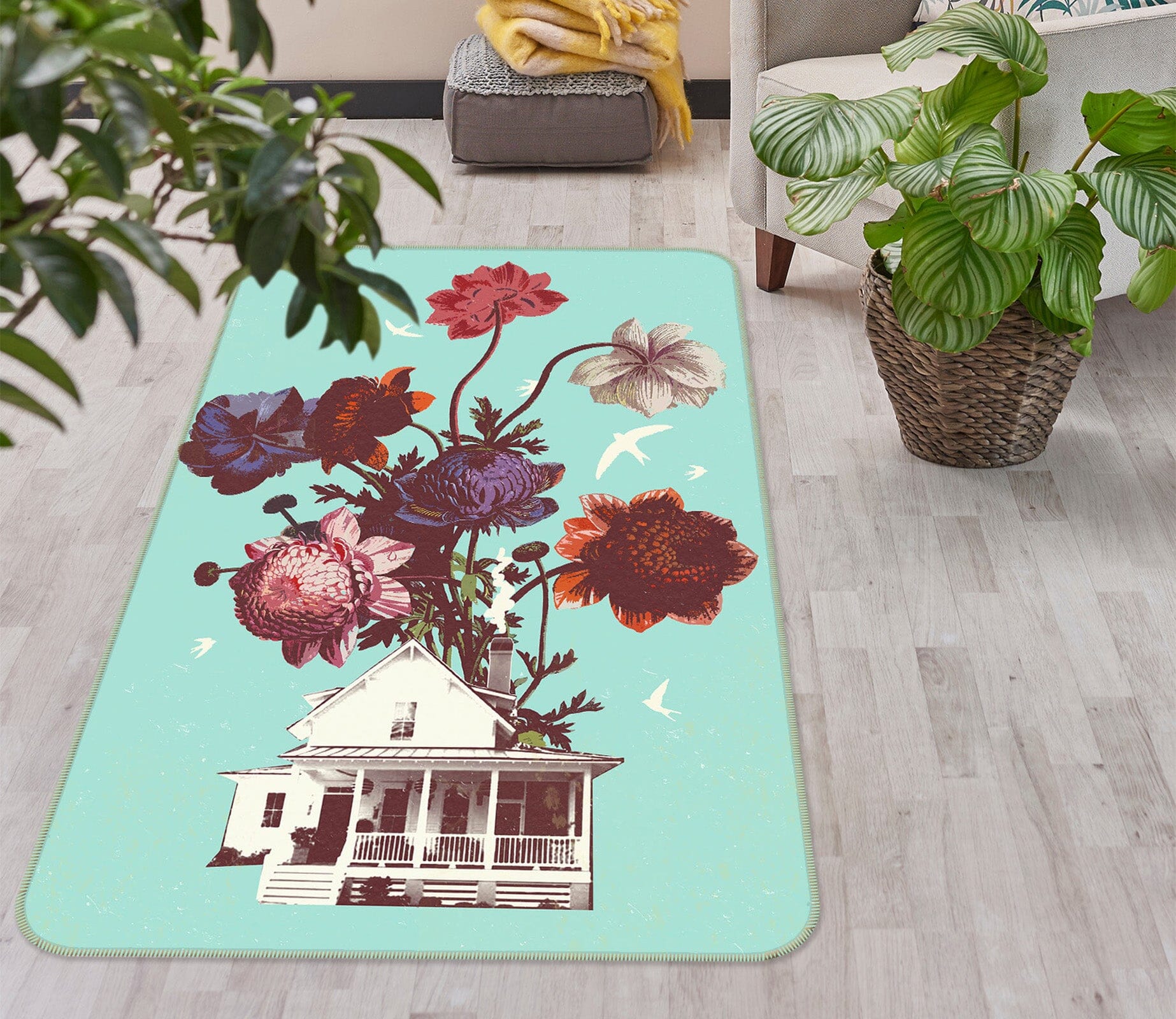 3D Flower House 1004 Showdeer Rug Non Slip Rug Mat Mat AJ Creativity Home 