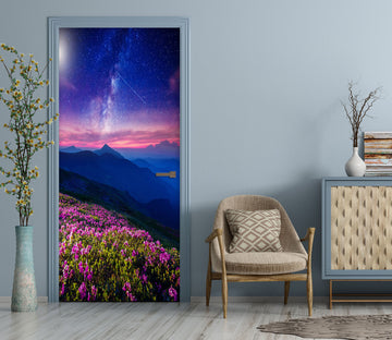 3D Flower Bush Clouds 23083 Door Mural