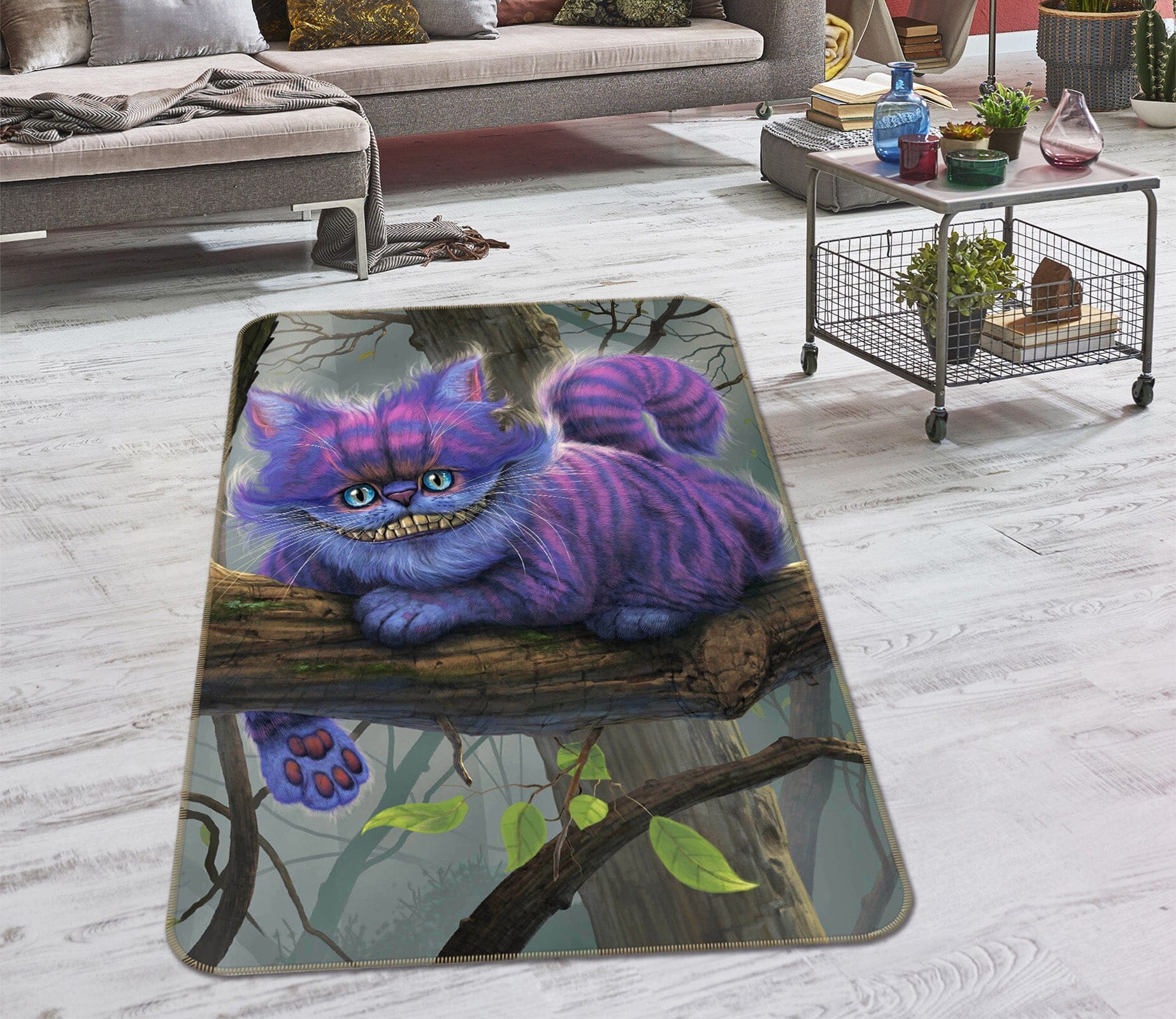 3D Cheshire Cat 1020 Vincent Hie Rug Non Slip Rug Mat Mat AJ Creativity Home 