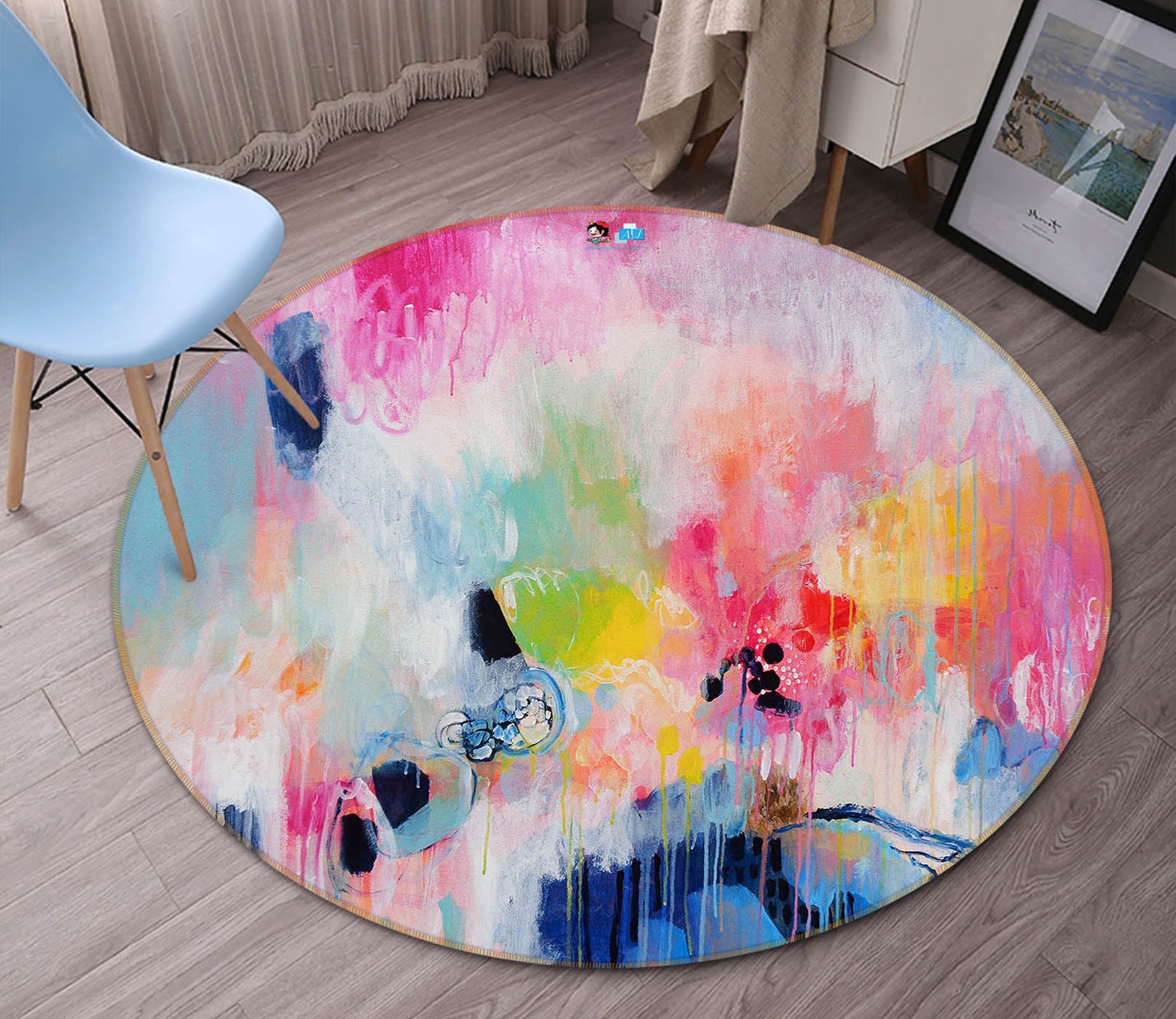 3D Color Painting 1404 Misako Chida Rug Round Non Slip Rug Mat