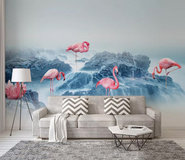 3D Flamingo Mountain WC1792 Wall Murals