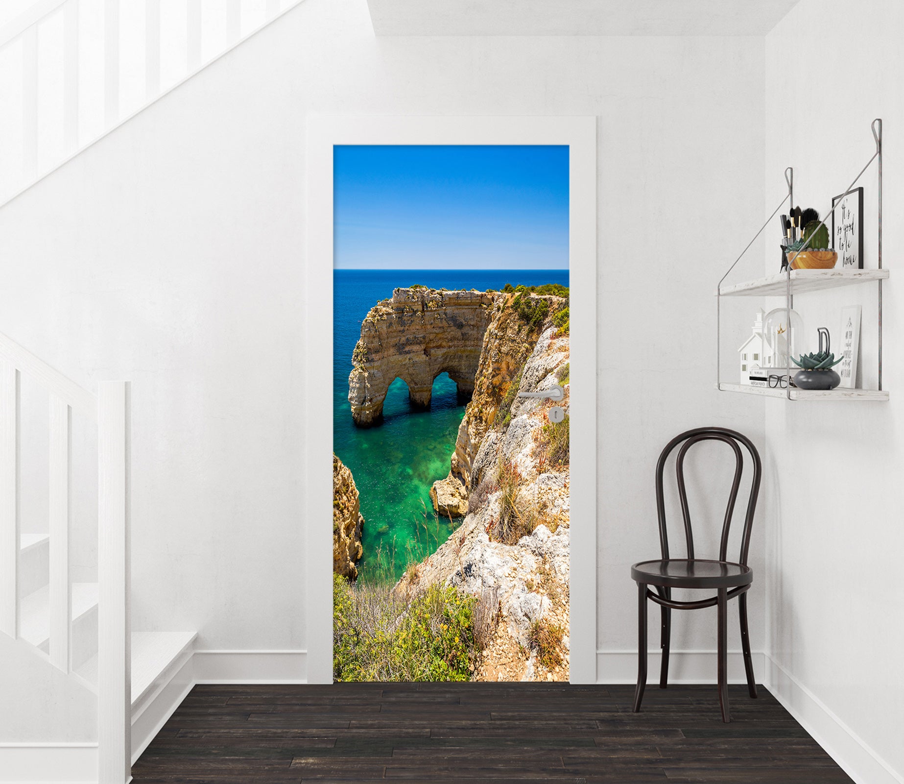 3D Ocean Stone cliff 22158 Door Mural