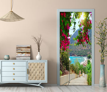 3D Mountain Flower Bush 22137 Door Mural