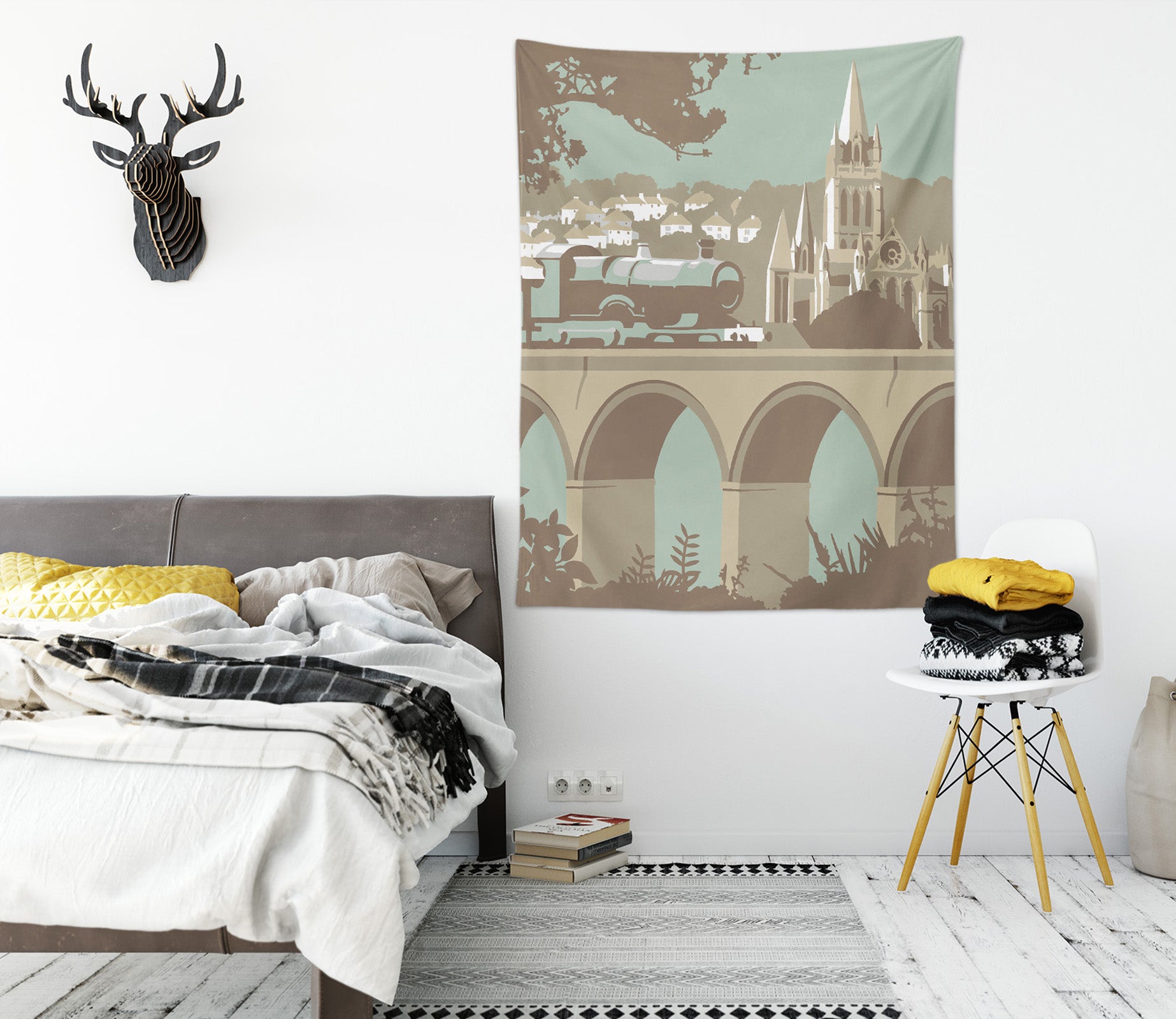 3D Train Bridge 5394 Steve Read Tapestry Hanging Cloth Hang