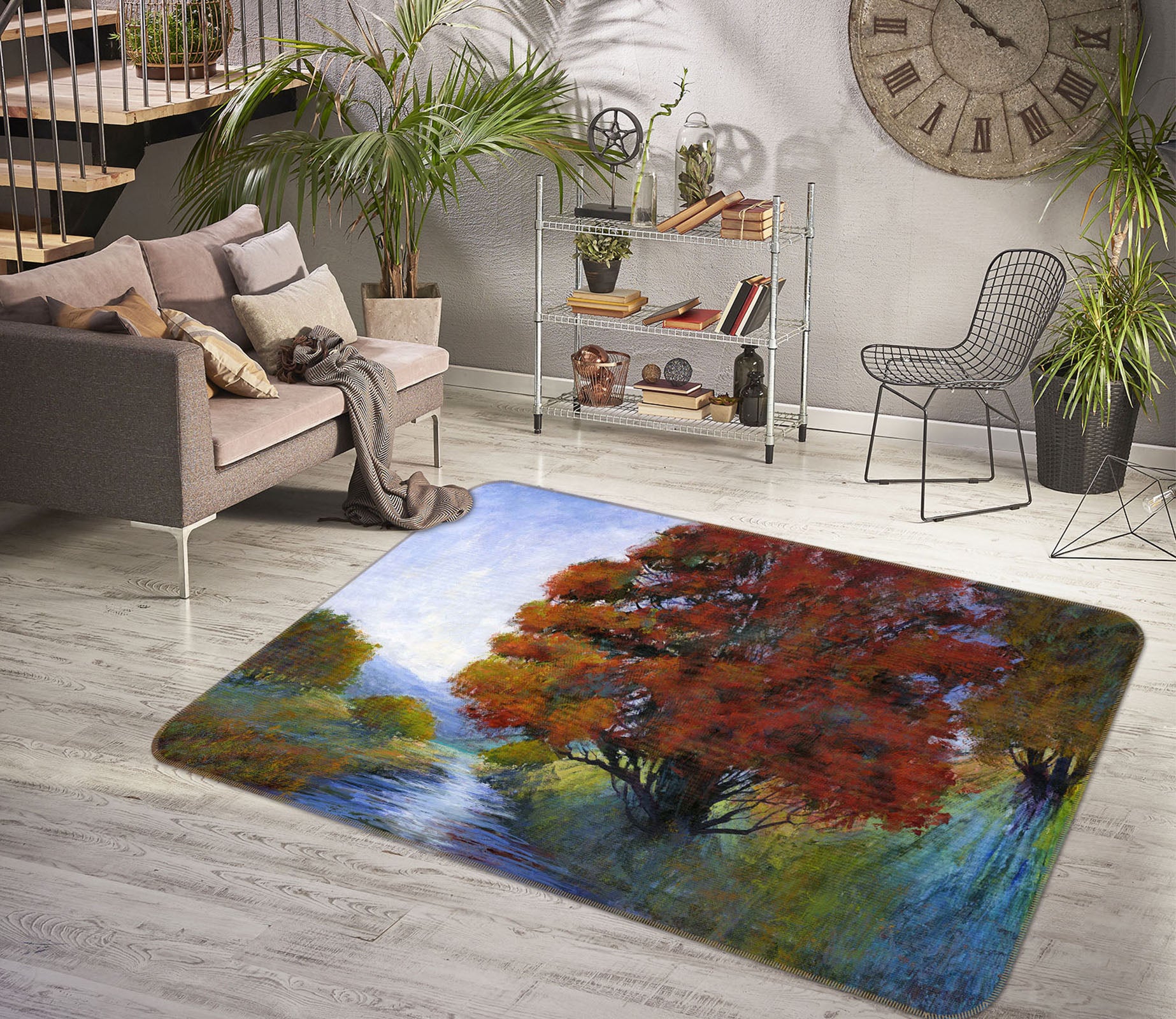 3D Forest Stream 111 Michael Tienhaara Rug Non Slip Rug Mat