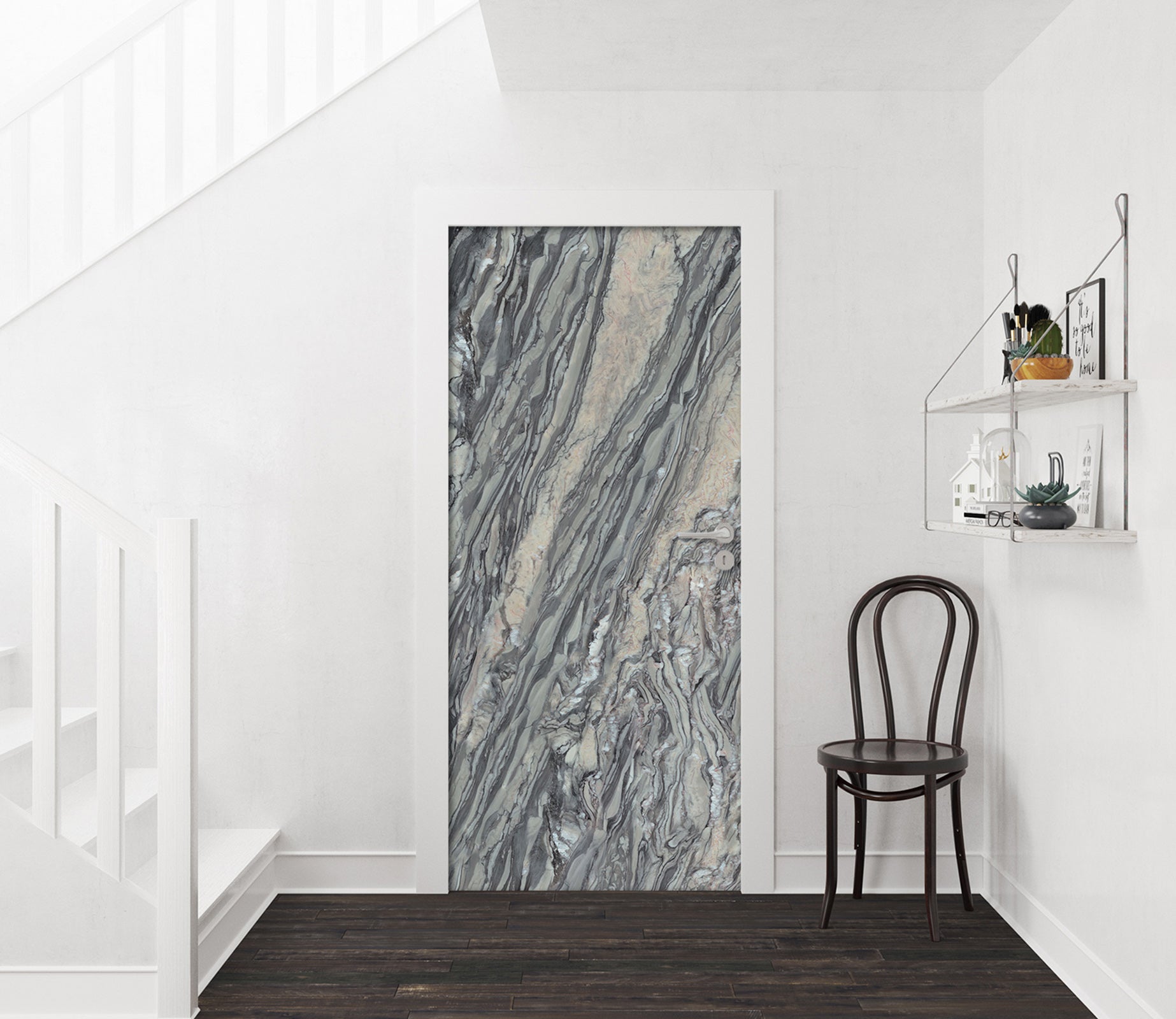 3D Gray Marble 21183 Door Mural