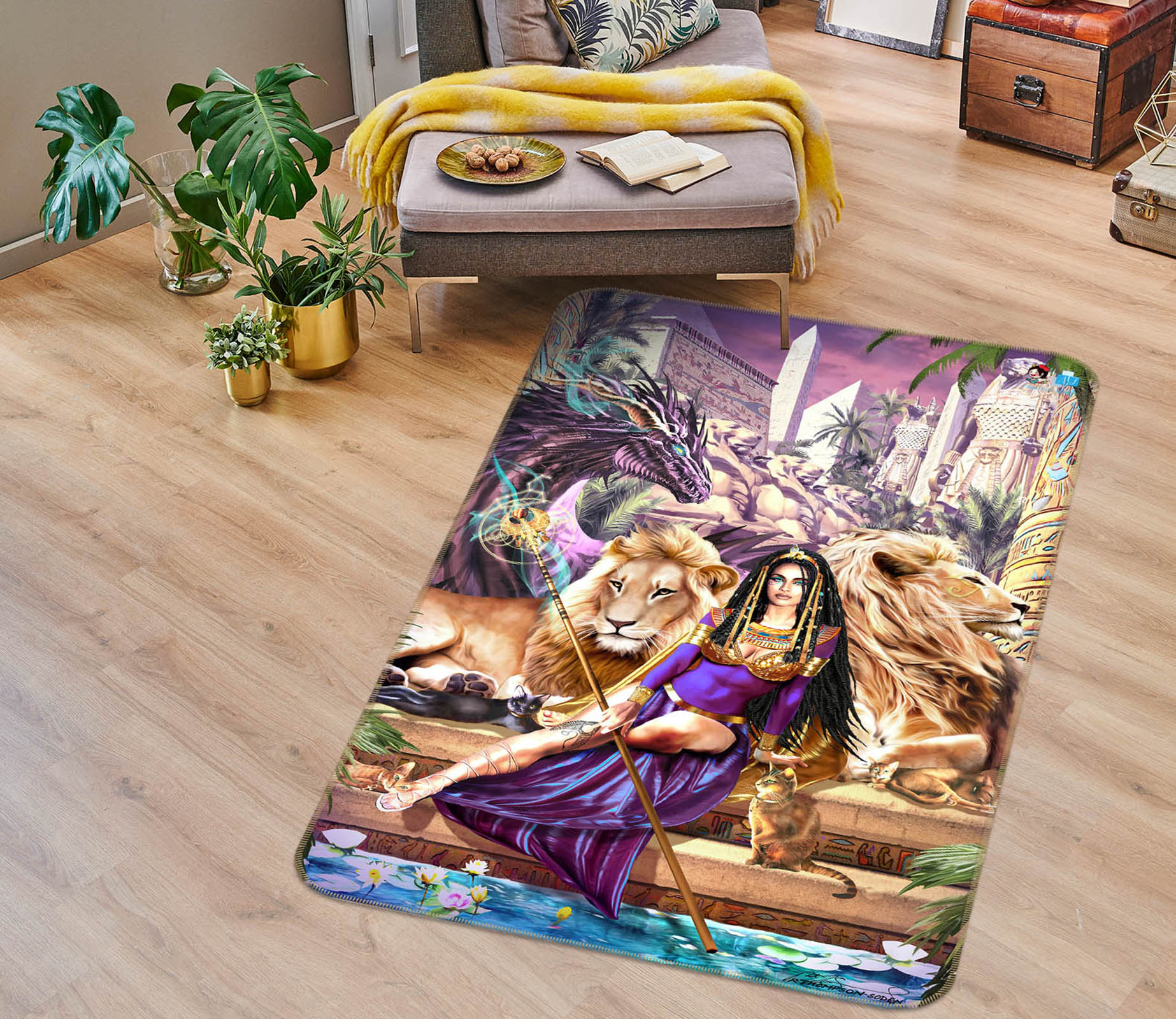 3D Lion Queen 8246 Ruth Thompson Rug Non Slip Rug Mat