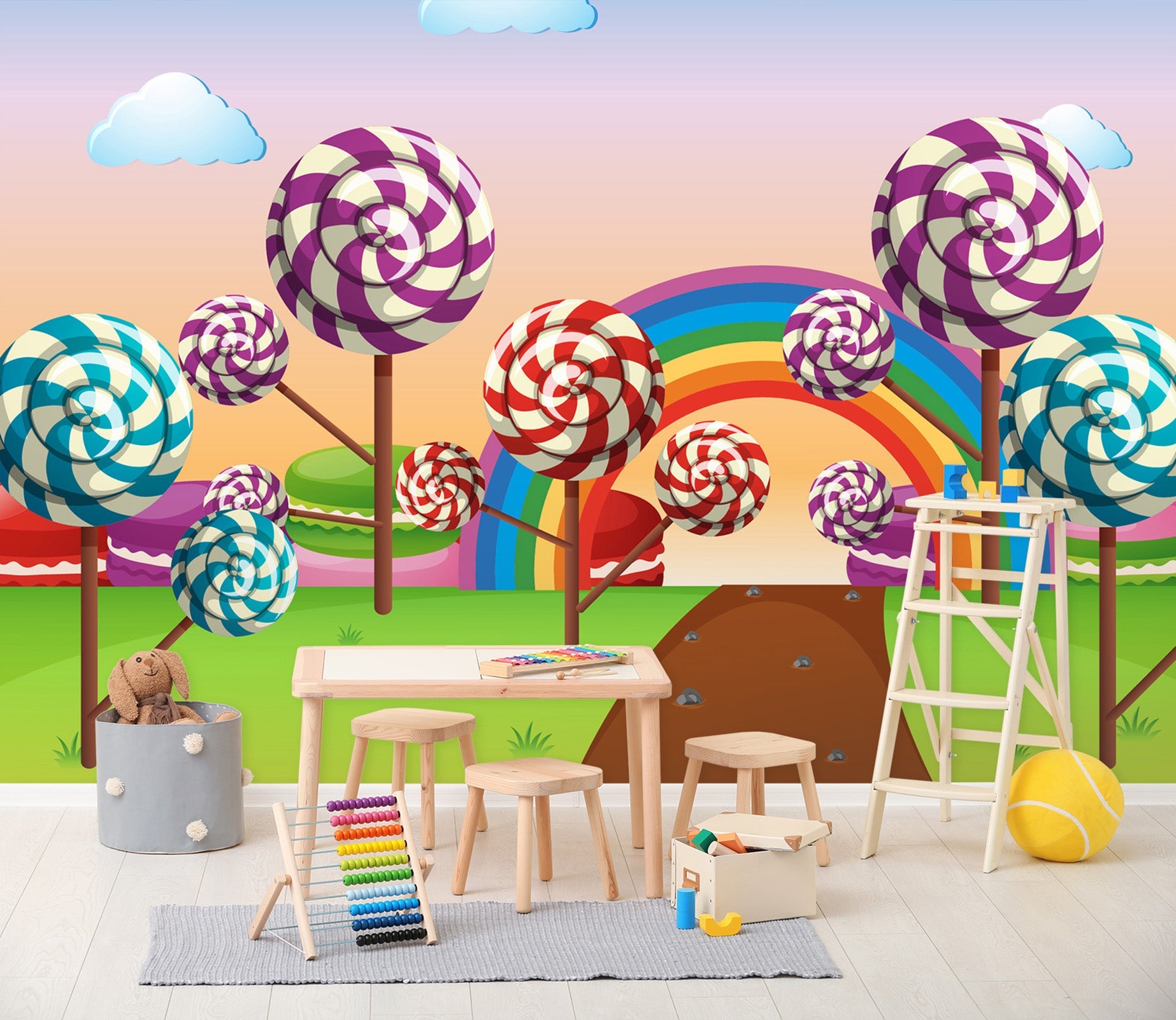 3D Rainbow Lollipop 010 Wall Murals Wallpaper AJ Wallpaper 2 