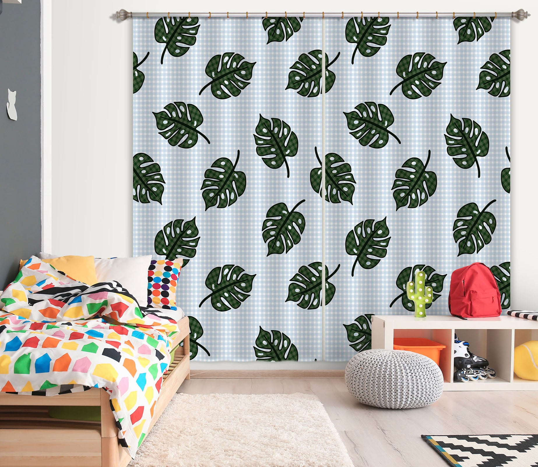 3D Leaves Pattern 11147 Kashmira Jayaprakash Curtain Curtains Drapes