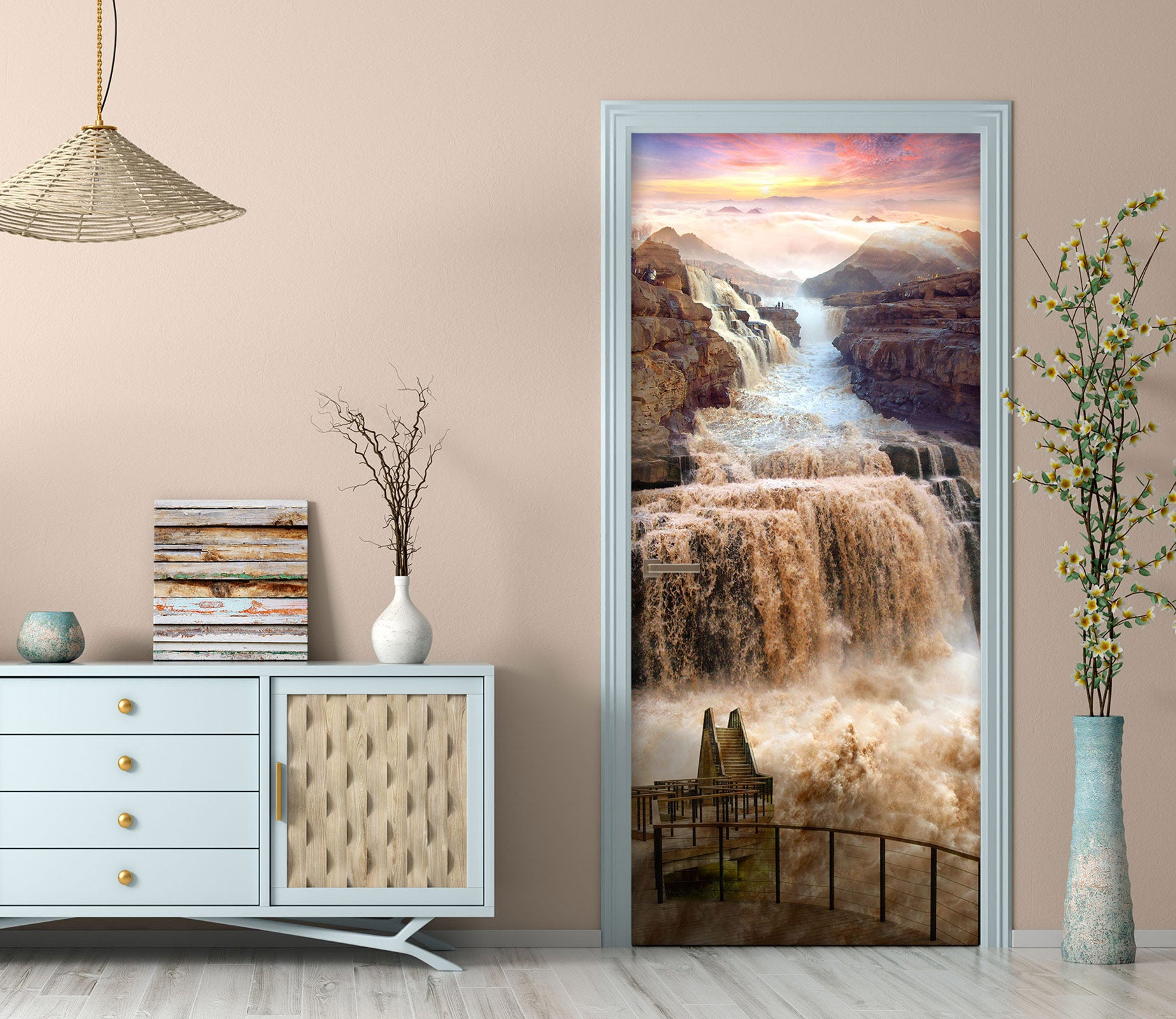 3D Waterfall Flood 033 Door Mural