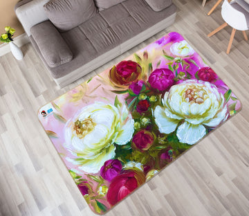 3D Rose Red Flower 1257 Skromova Marina Rug Non Slip Rug Mat