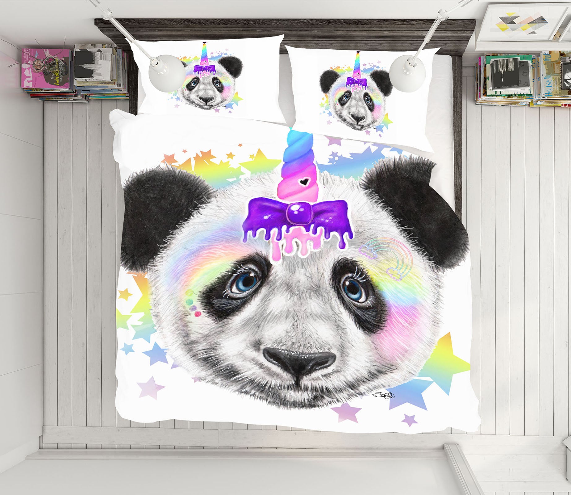 3D Color Star Panda 8583 Sheena Pike Bedding Bed Pillowcases Quilt Cover Duvet Cover