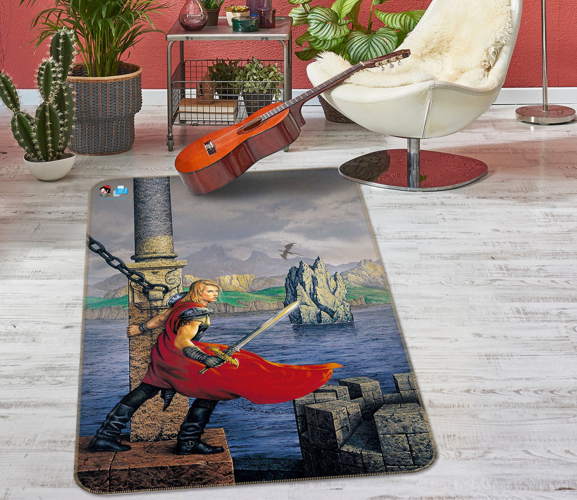 3D River Tower Top Soldier 5196 Ciruelo Rug Non Slip Rug Mat