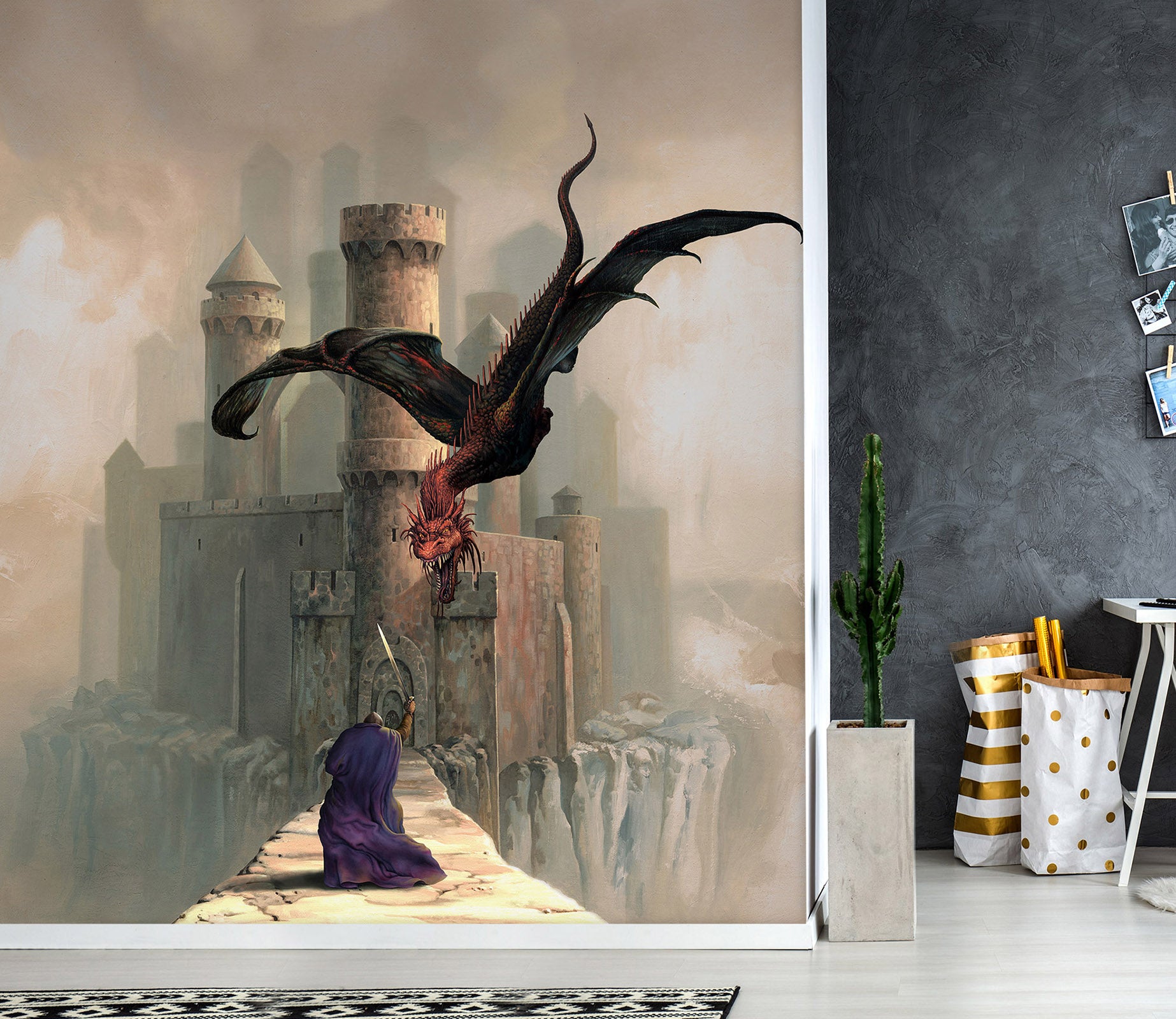 3D Castle Dragon 7117 Ciruelo Wall Mural Wall Murals