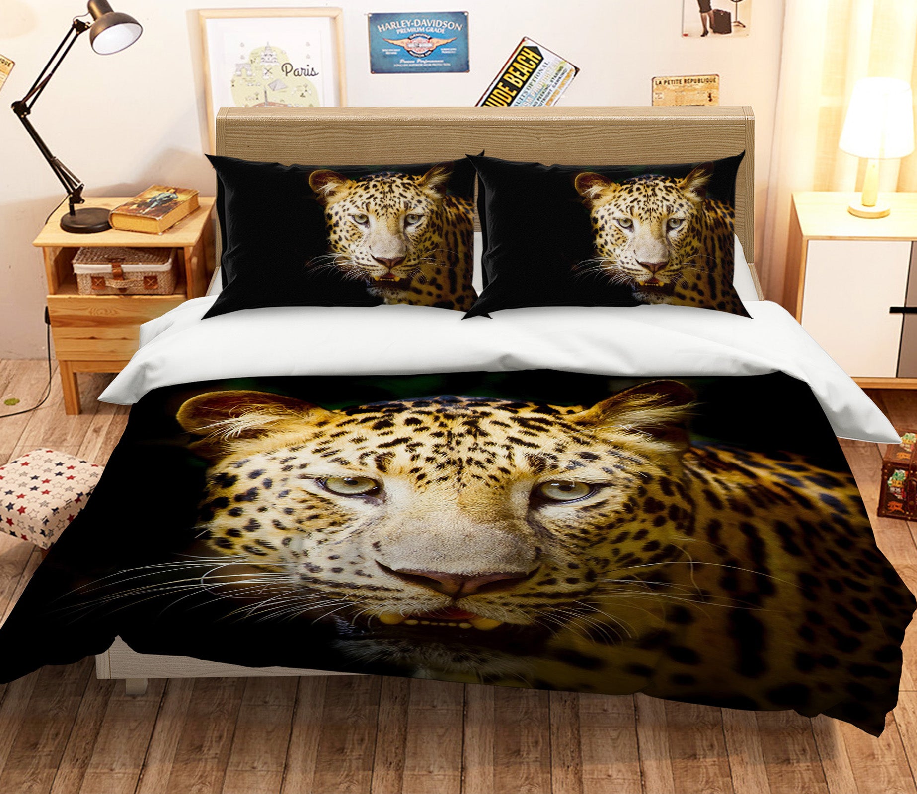 3D Leopard Mighty 104 Bed Pillowcases Quilt