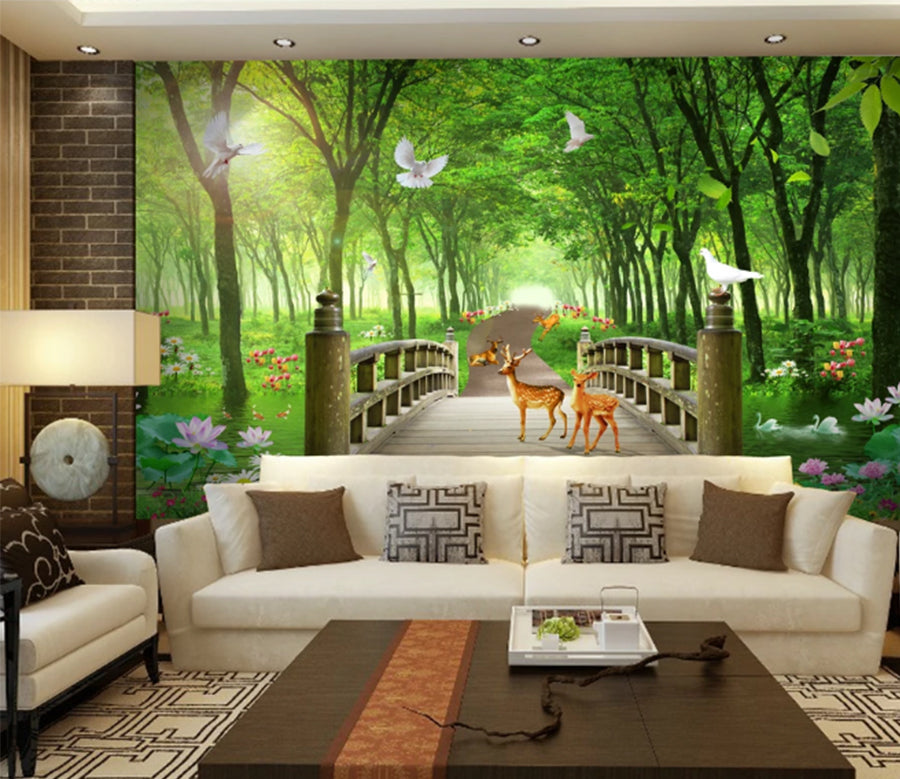 3D Sika Deer Bridge WC746 Wall Murals