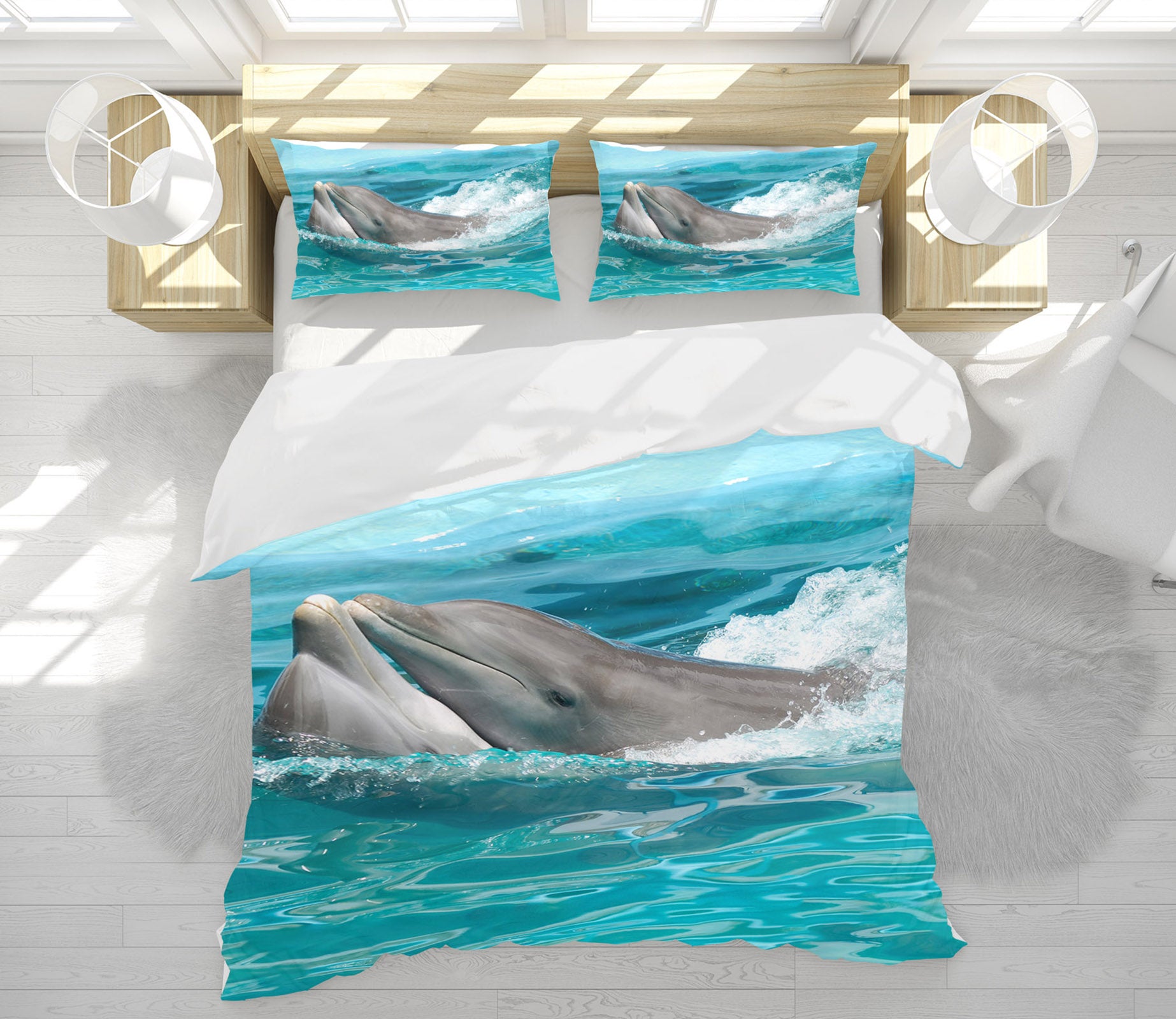 3D Sea Dolphin 19219 Bed Pillowcases Quilt