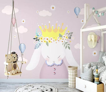 3D Crown White Rabbit 2492 Wall Murals Wallpaper AJ Wallpaper 2 