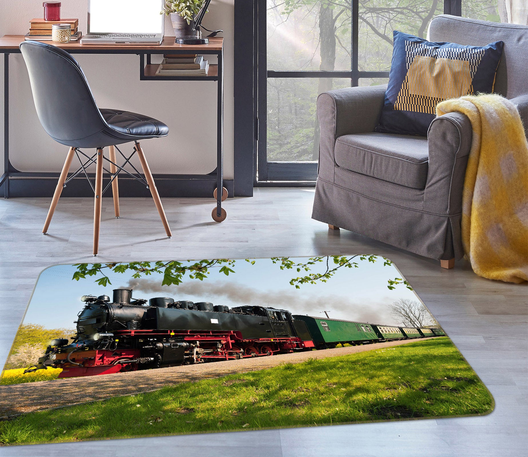 3D Train Meadow 68096 Vehicle Non Slip Rug Mat