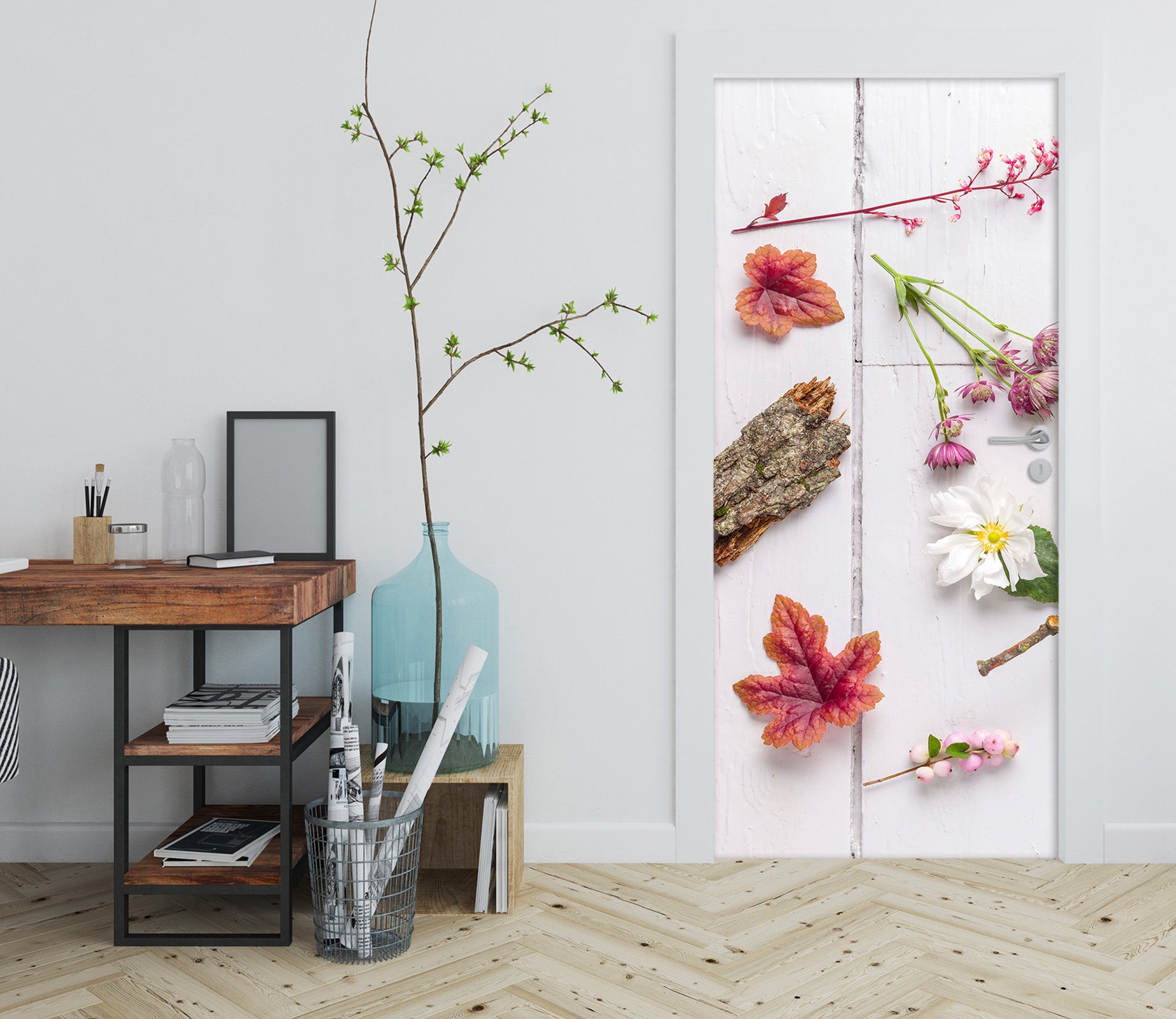 3D Red Maple Leaf 5031 Assaf Frank Door Mural