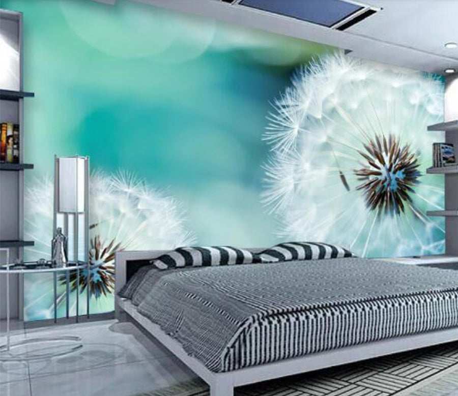 3D White Dandelion WC205 Wall Murals